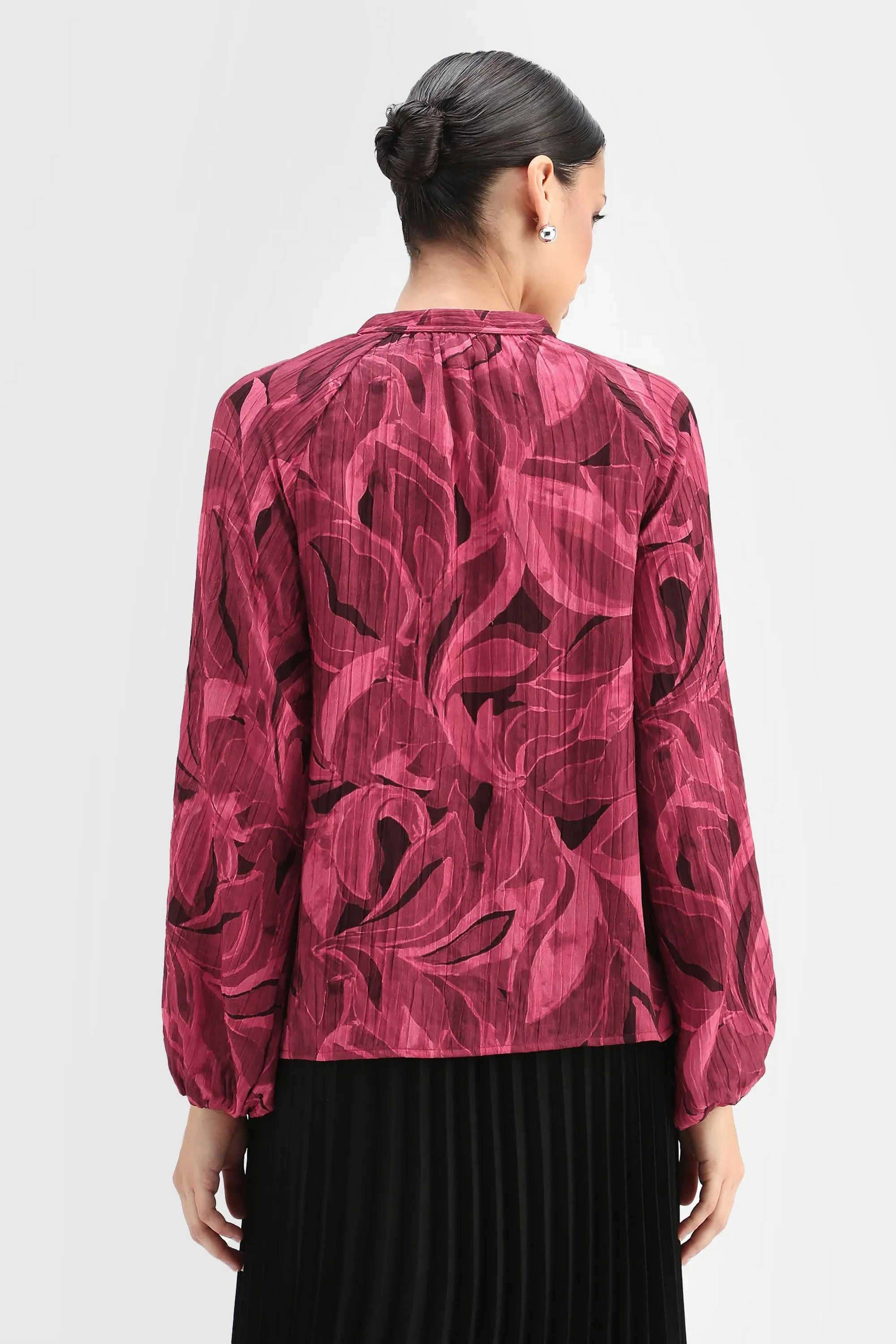 Printed-Polyester-Tie-Up-Neck-Women-s-Top