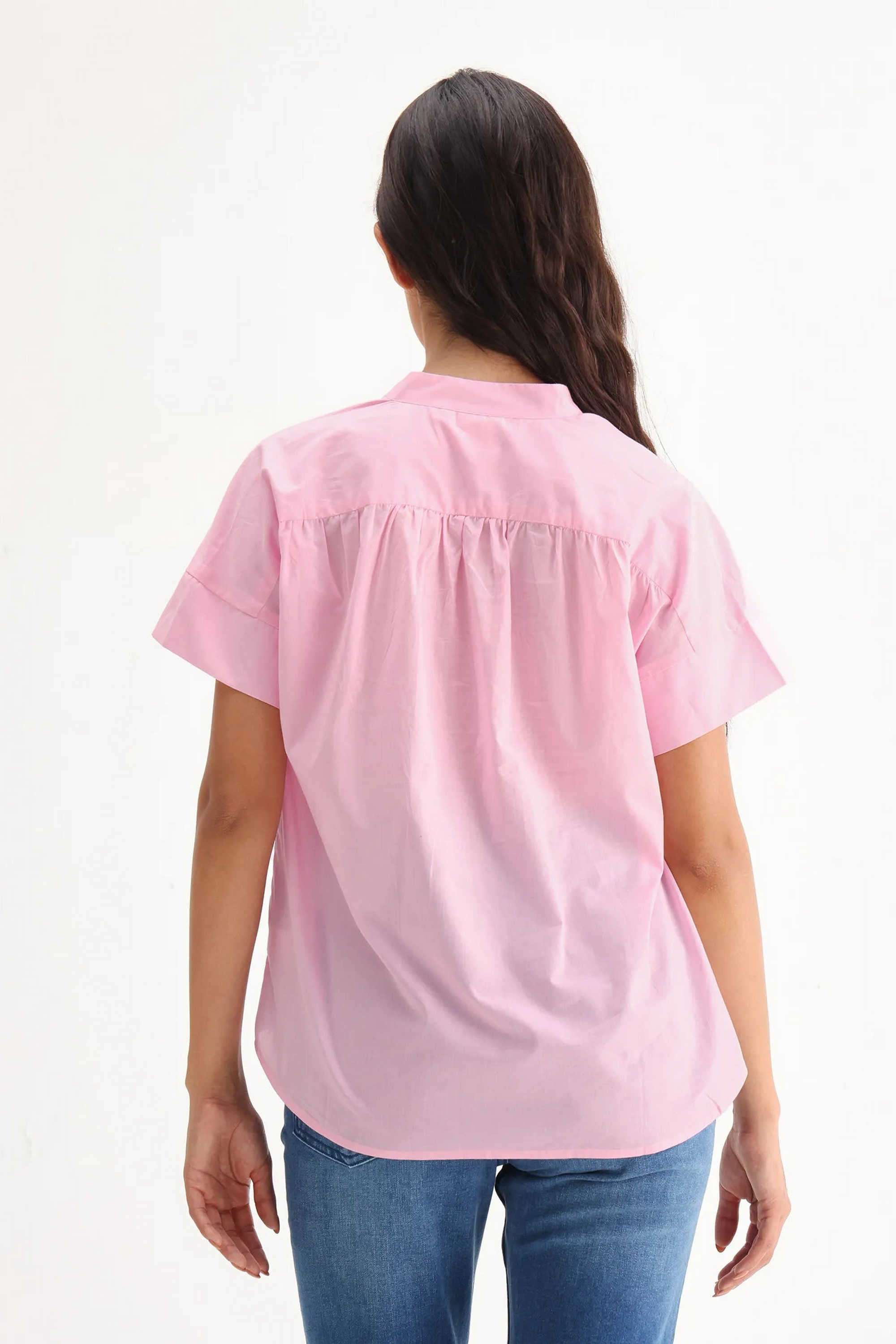 Solid-Cotton-Collared-Women-s-Top