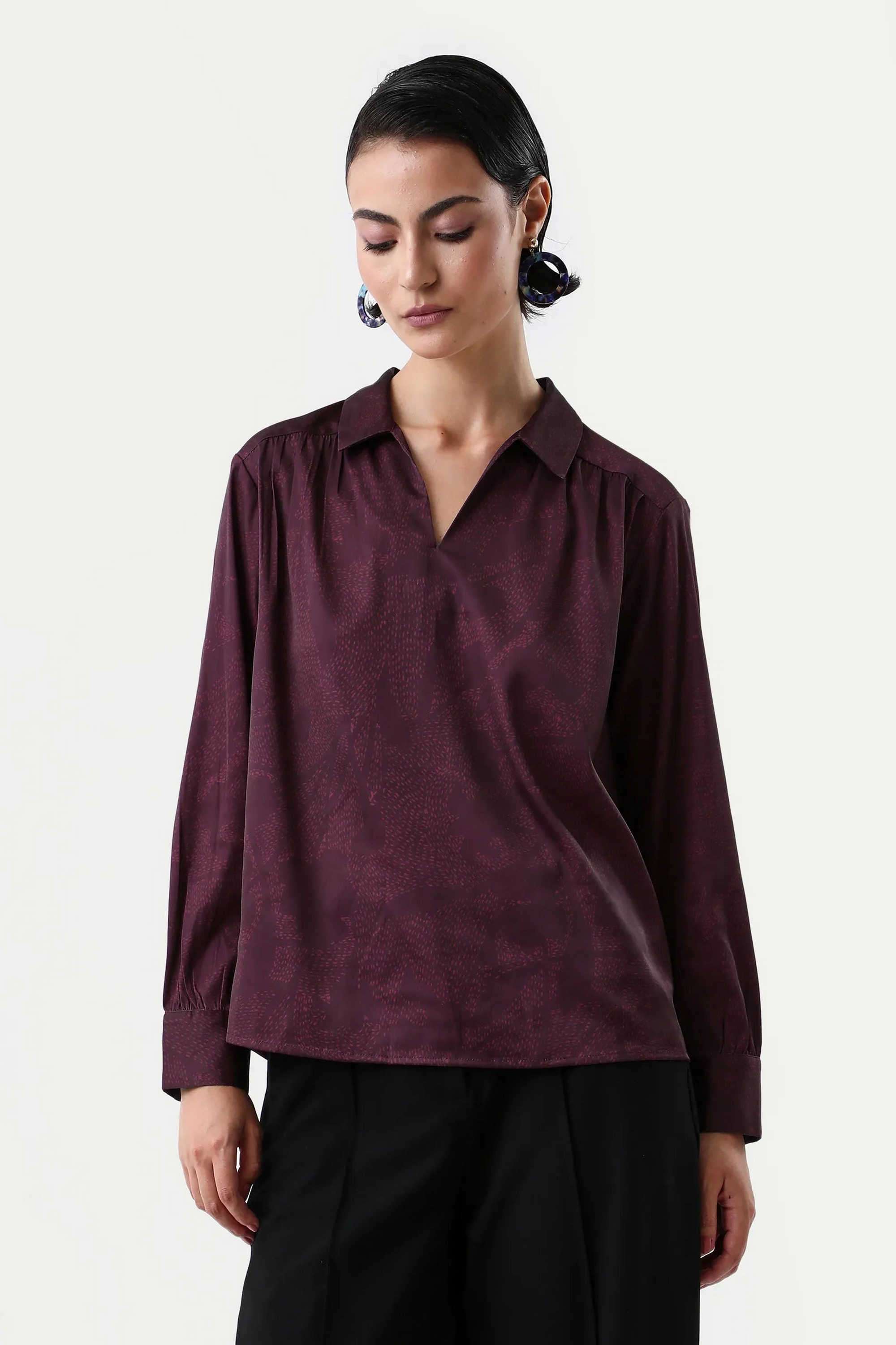 Printed-Polyester-Round-Neck-Women-s-Top