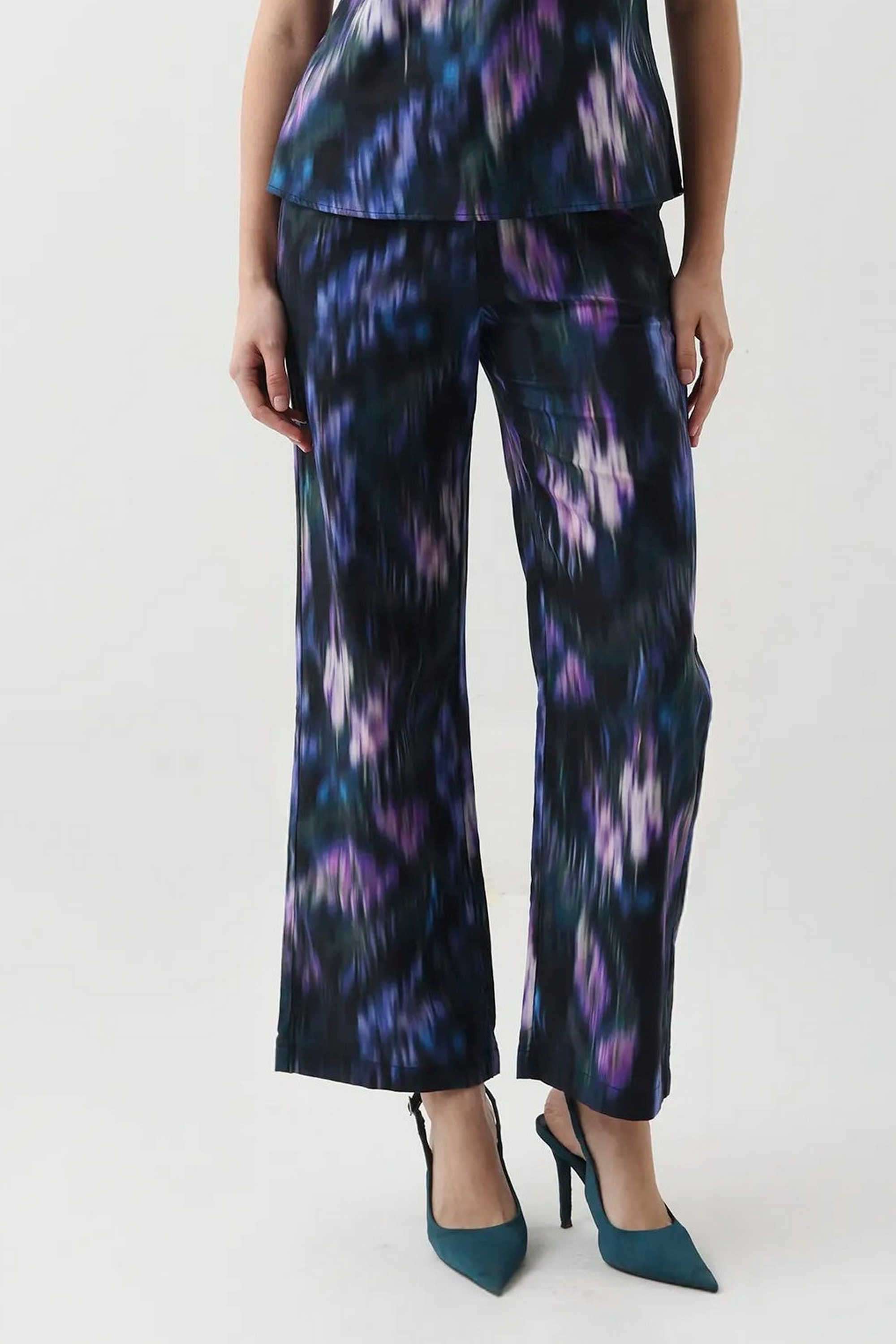 Printed-Straight-Fit-Blended-Fabric-Women-s-Casual-Wear-Trousers
