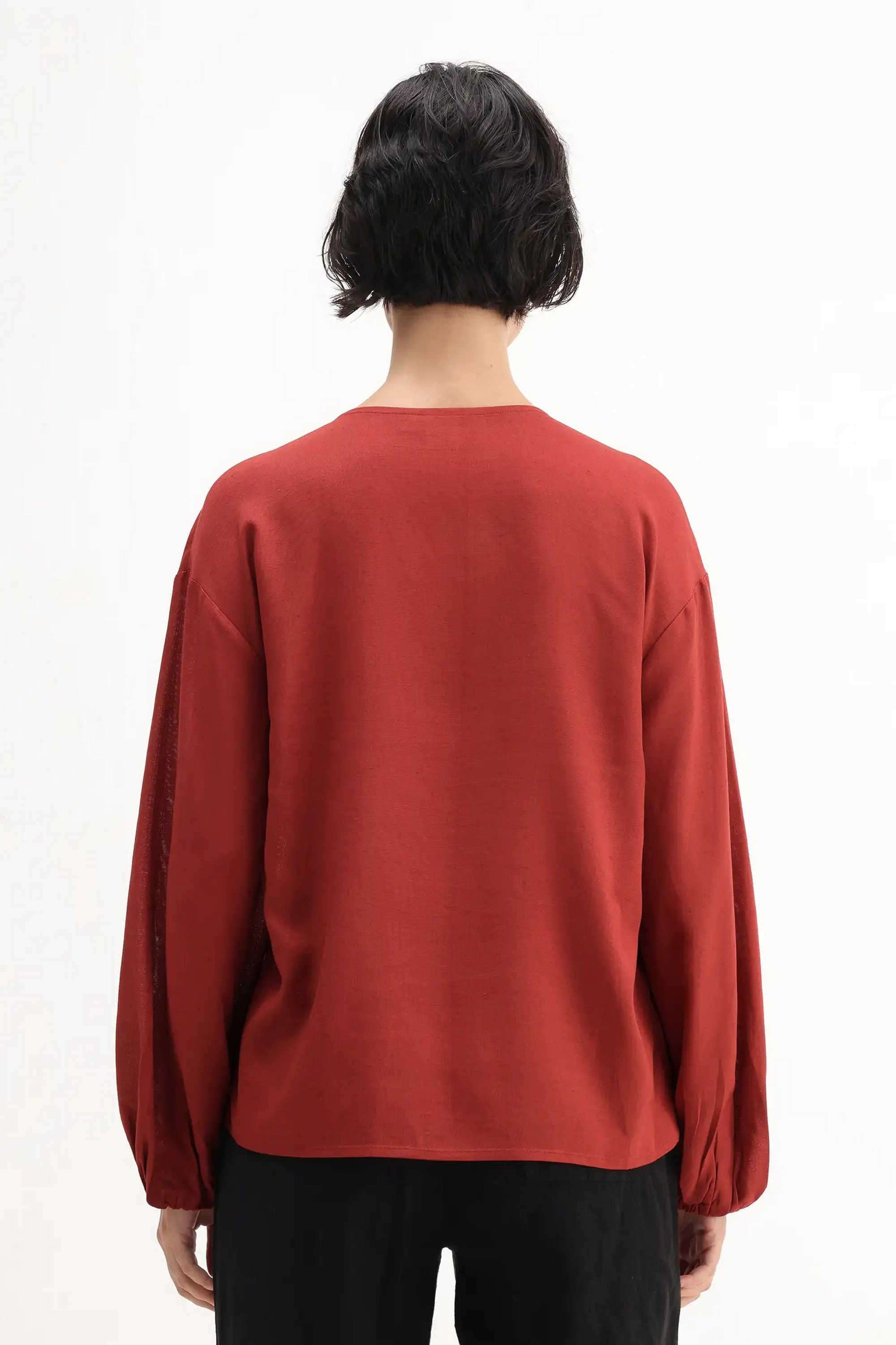 Solid-Viscose-V-Neck-Women-s-Top