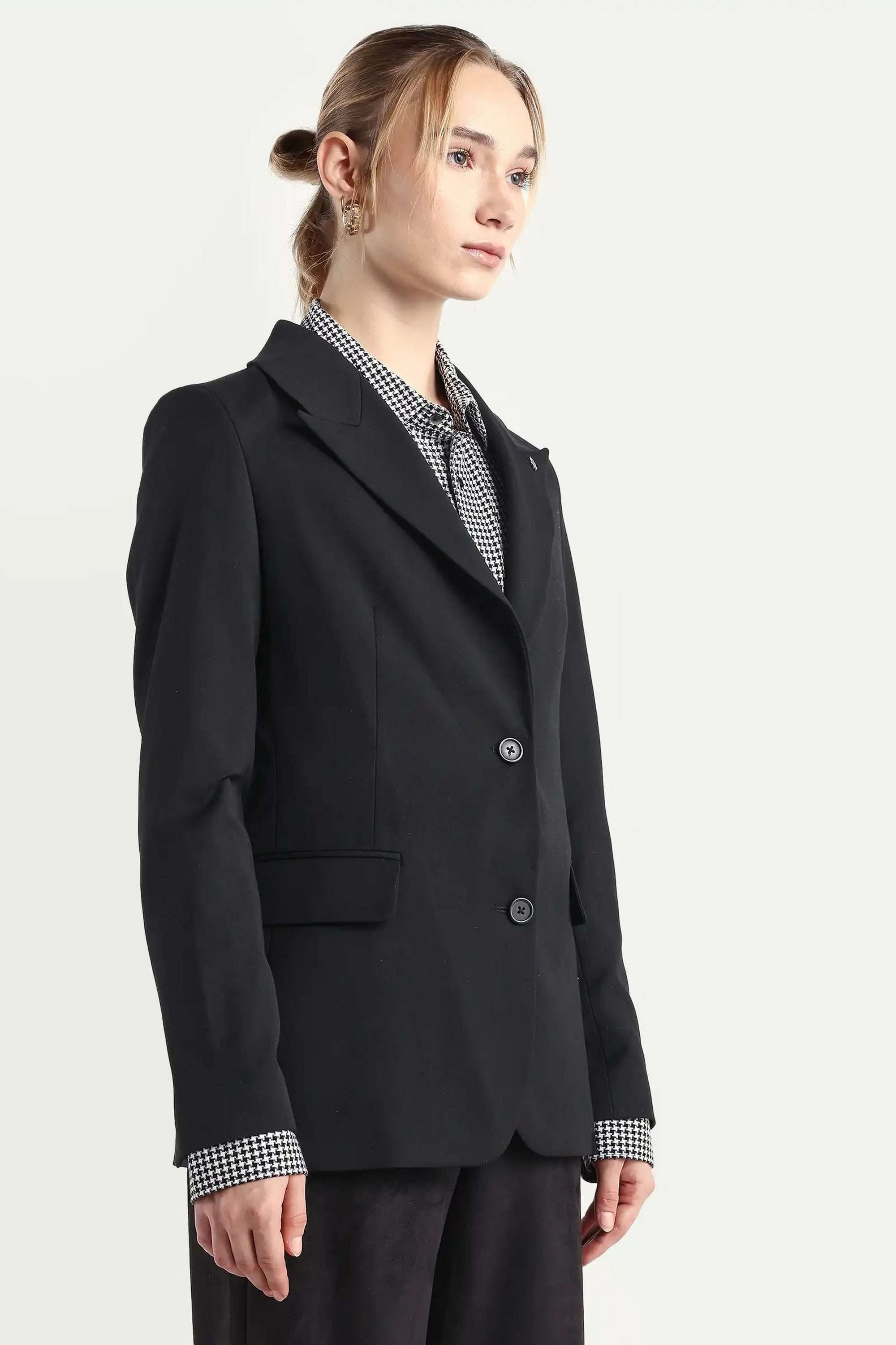 Solid-Blended-Fabric-Women-s-Blazer