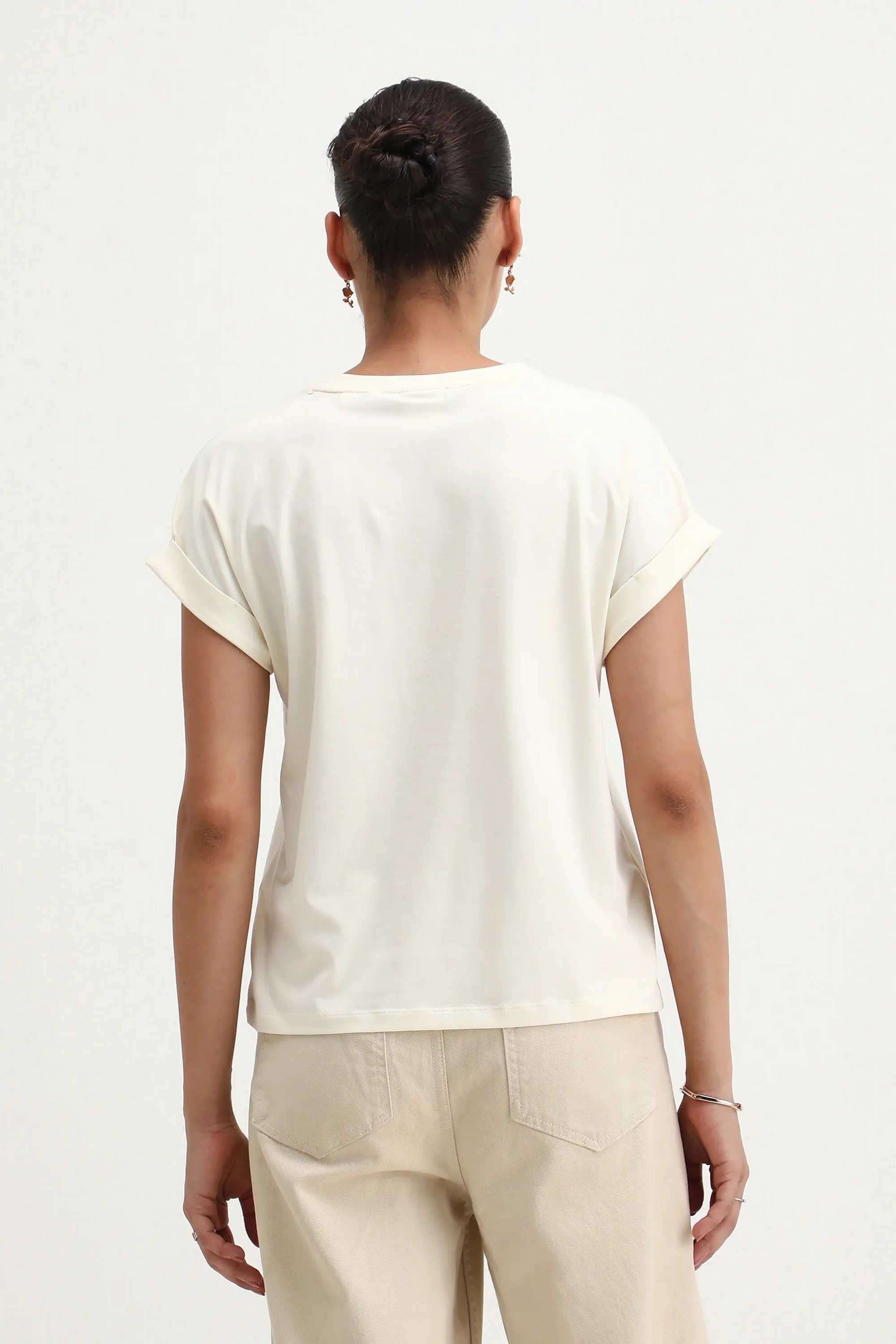 Graphic-Print-Blended-Fabric-Round-Neck-Women-s-T-Shirt