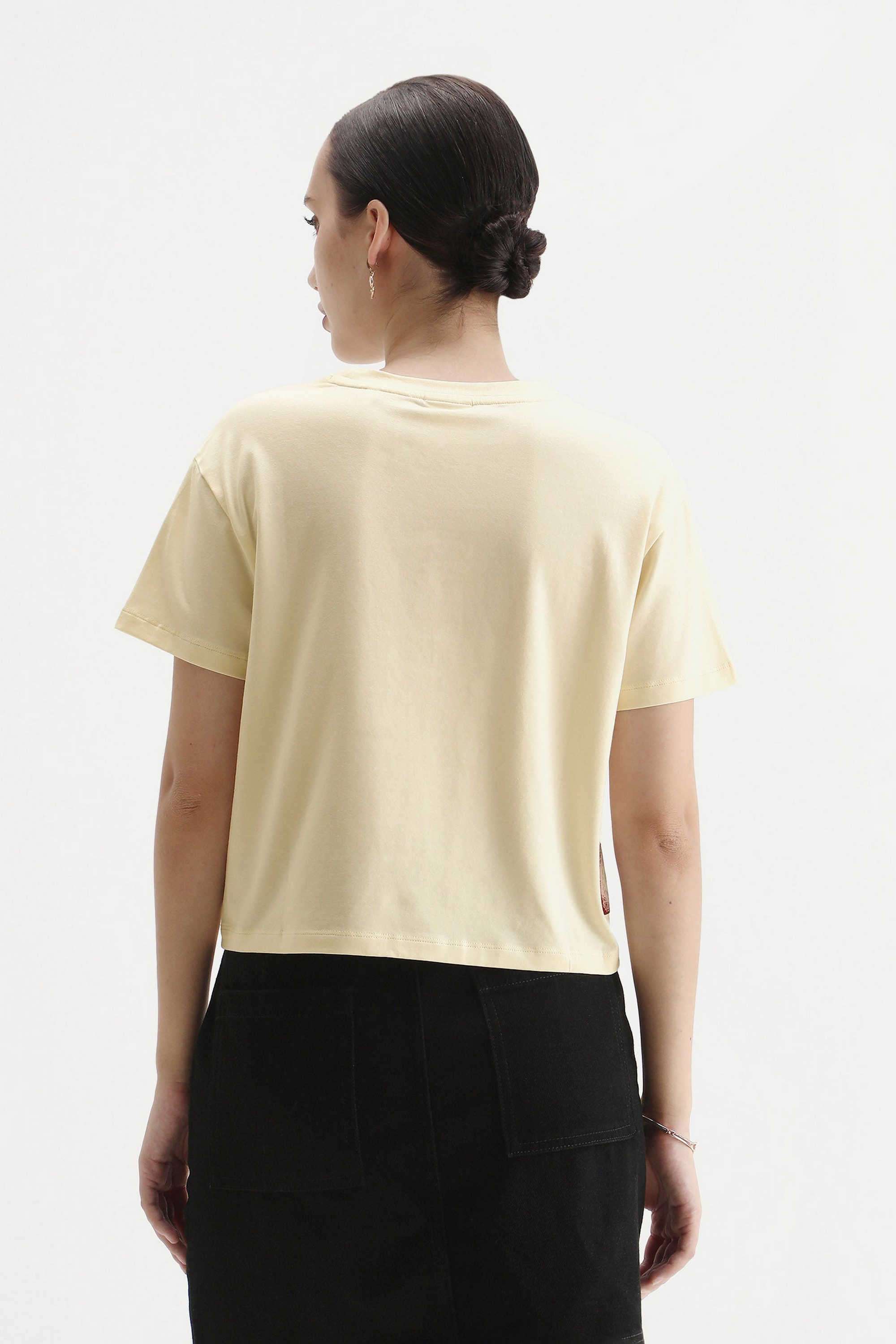 Printed-Blended-Fabric-Round-Neck-Women-s-T-Shirt