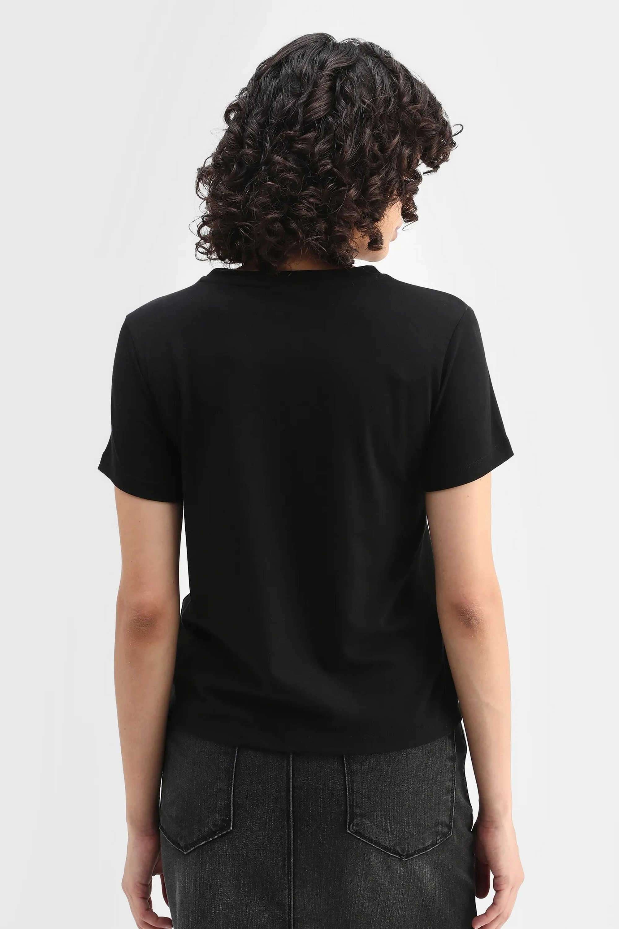 Printed-Blended-Fabric-Round-Neck-Women-s-T-Shirt