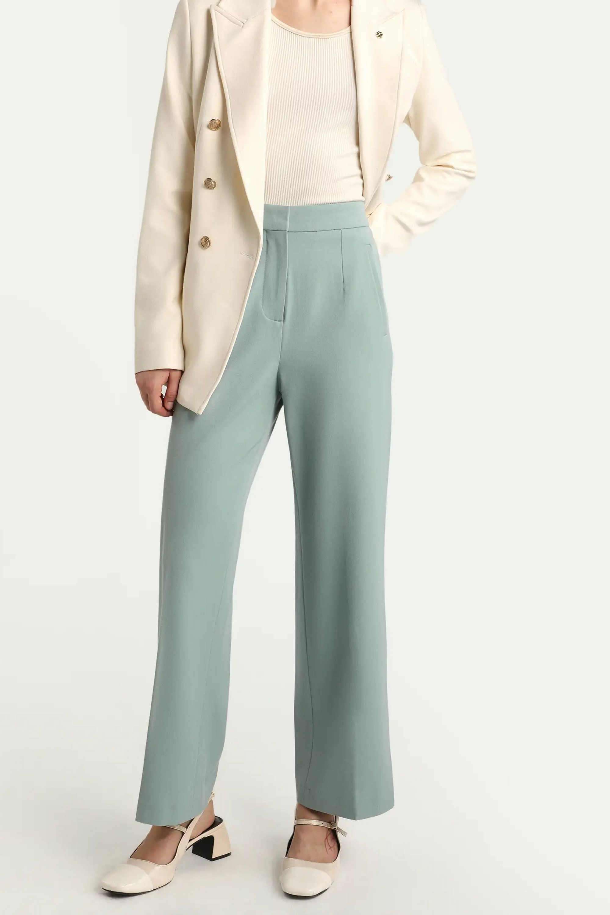 Solid-Polyester-Women-s-Casual-Wear-Trousers