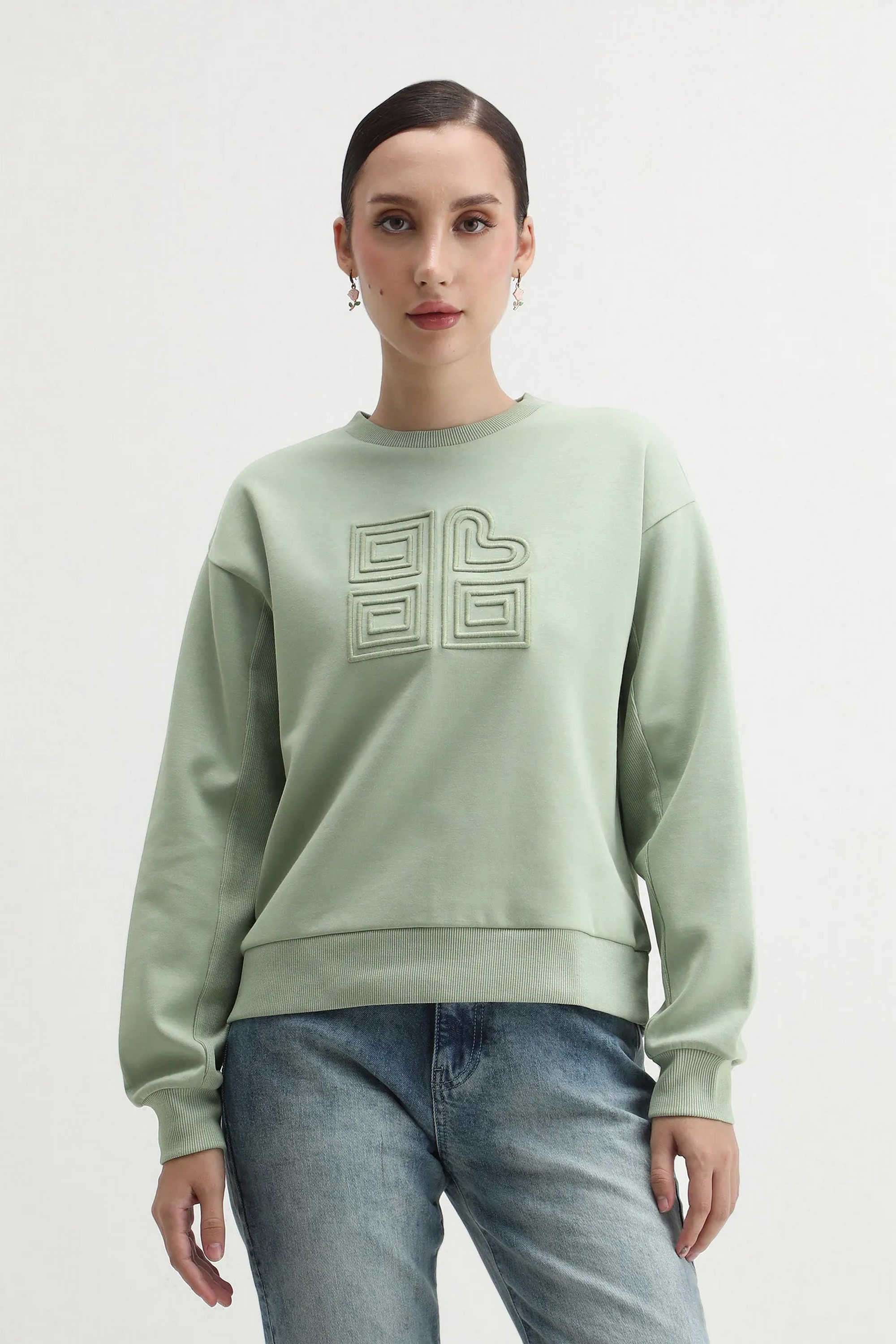 Printed-Blended-Fabric-Round-Neck-Women-s-Sweatshirt