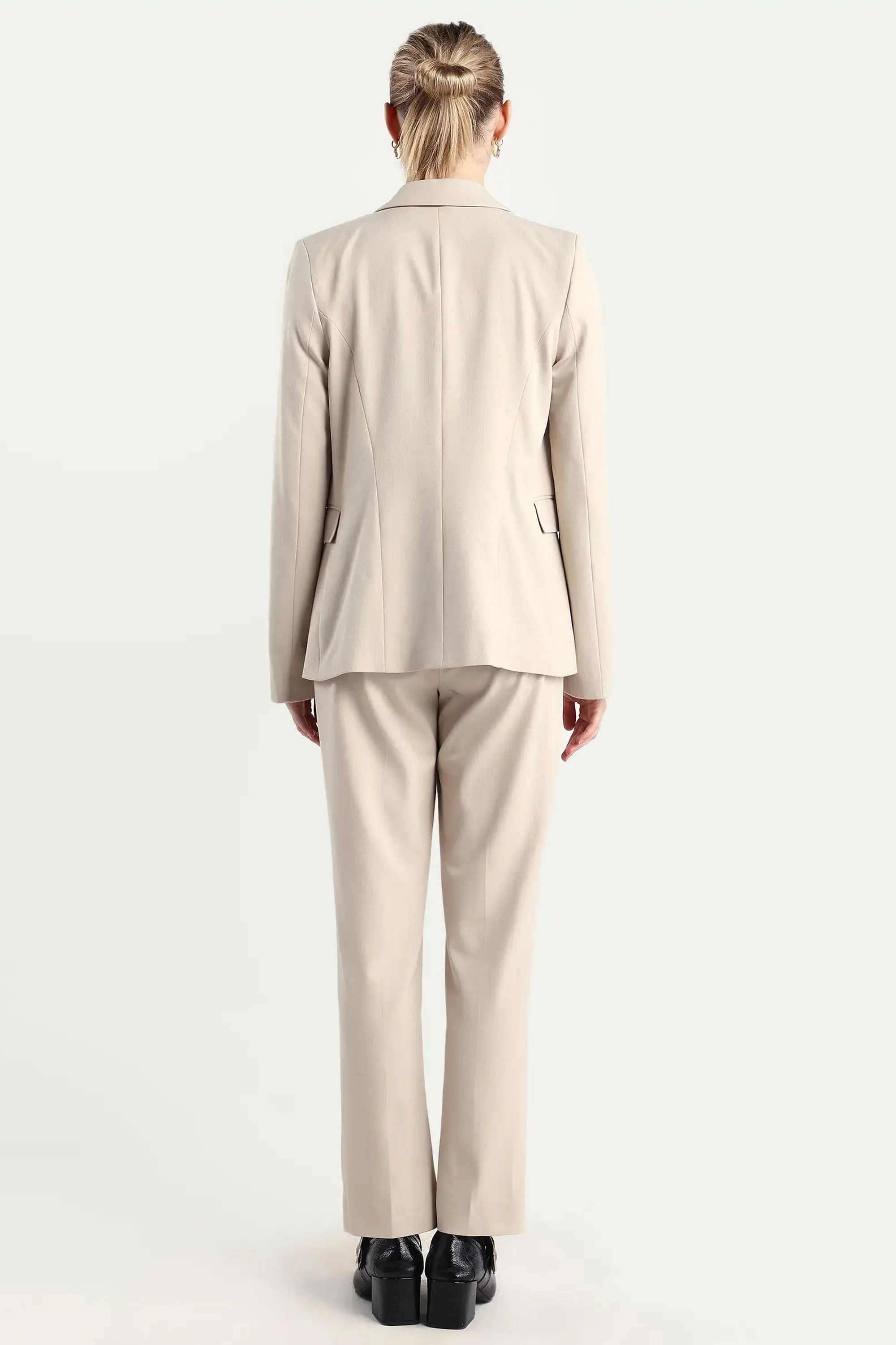 Solid-Blended-Fabric-Women-s-Casual-Wear-Trousers