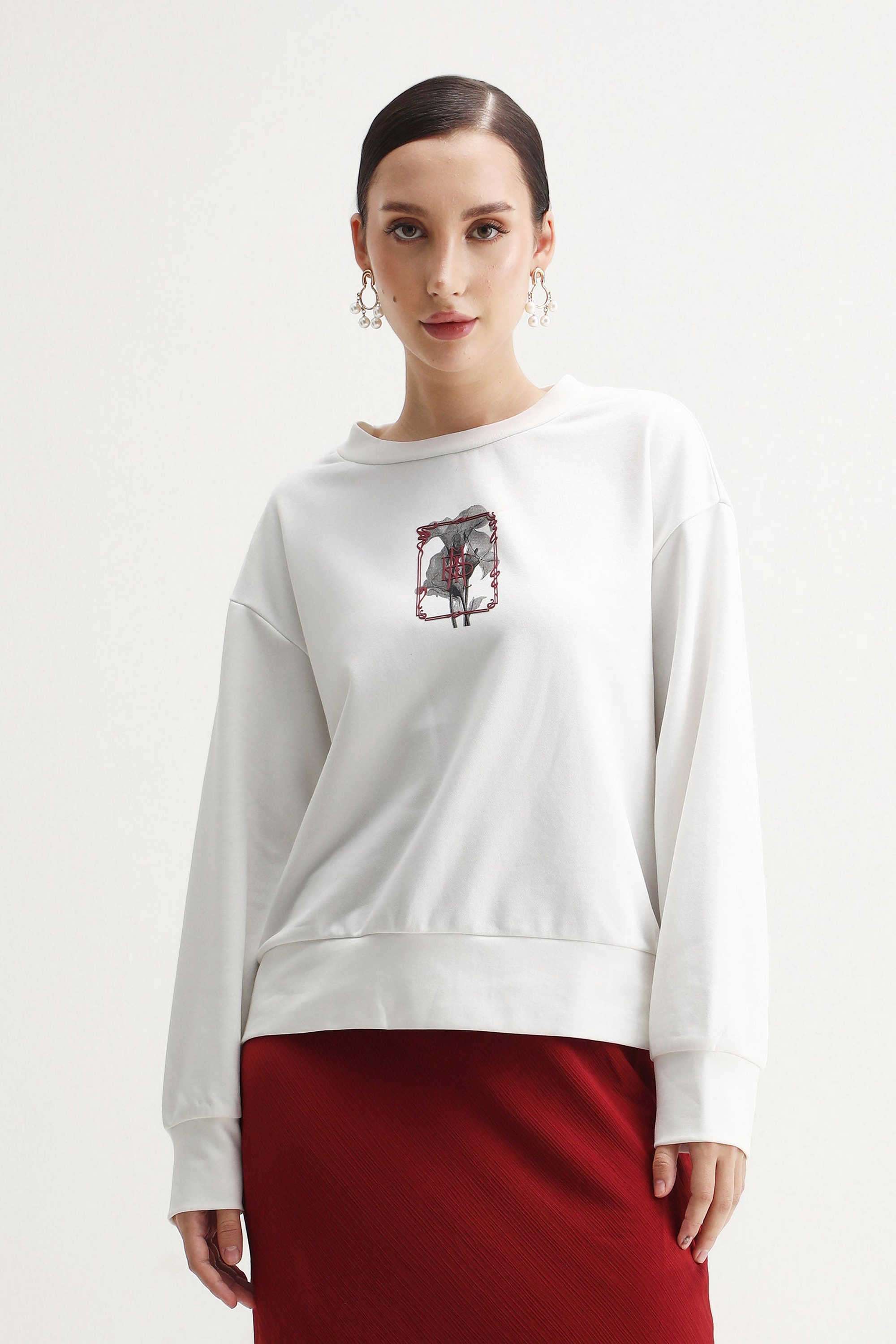 Graphic-Print-Blended-Fabric-Round-Neck-Women-s-Sweatshirt