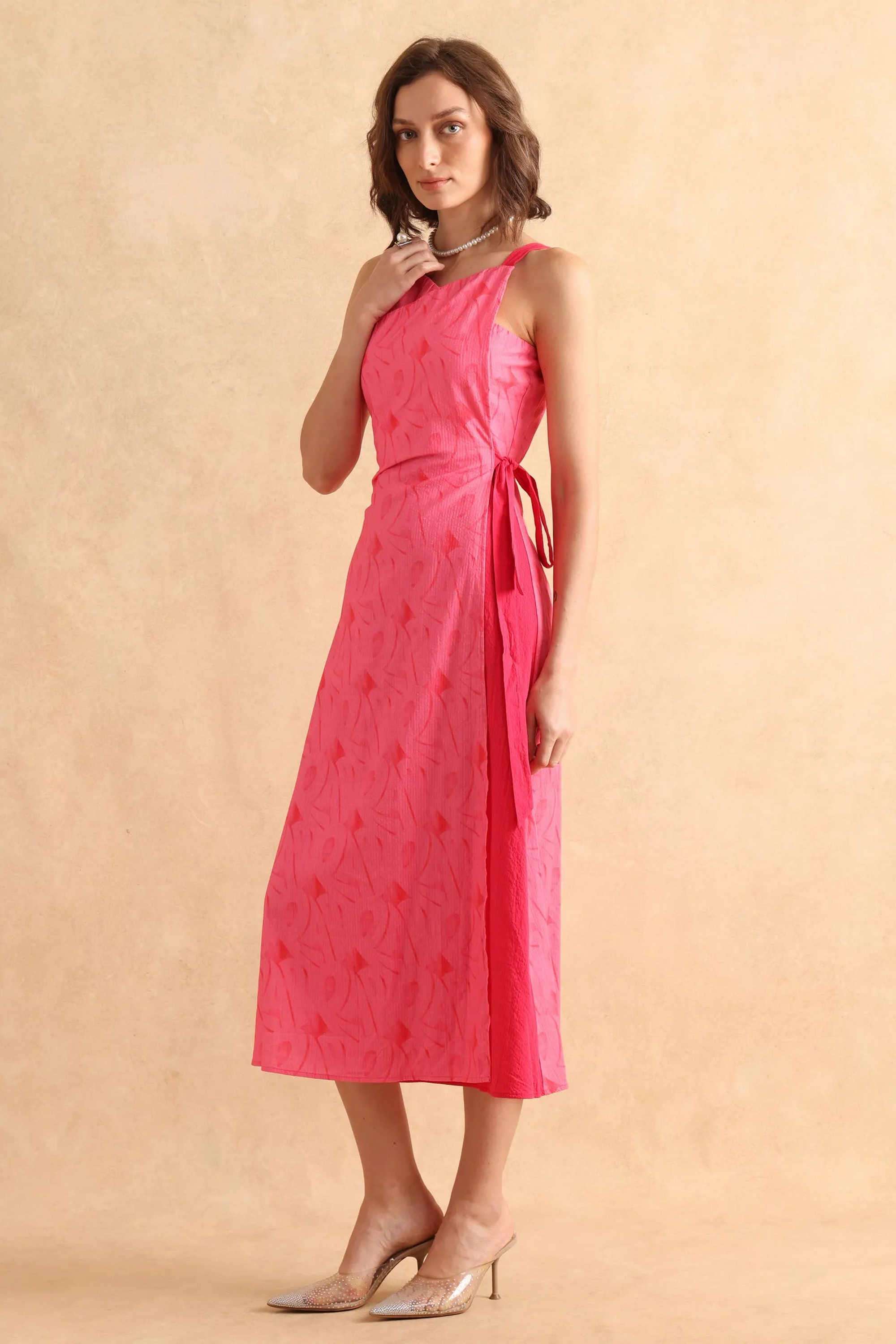 Printed-Blended-Fabric-Halter-Neck-Women-s-Dress