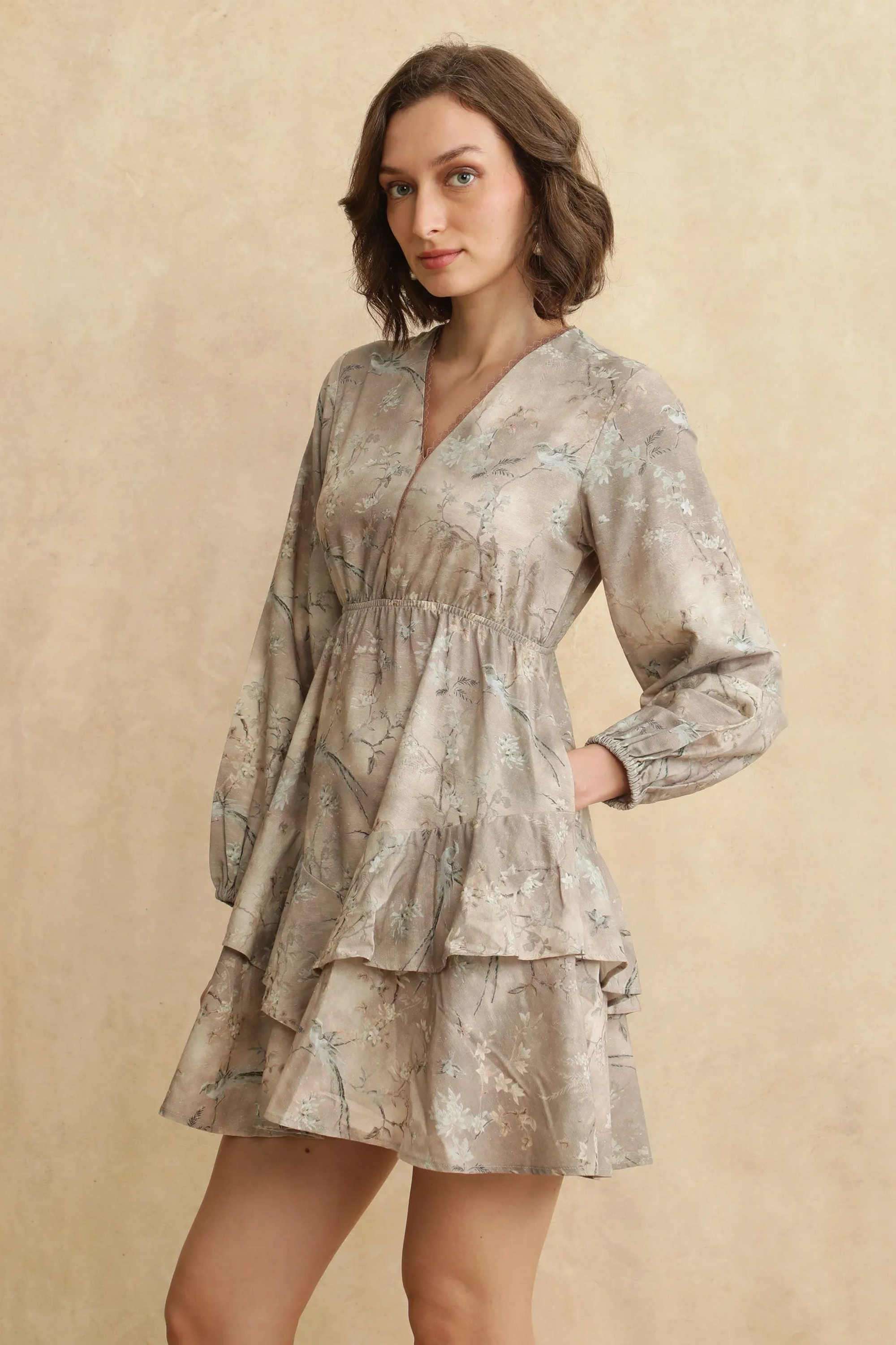 Floral-Rayon-V-Neck-Women-s-Dress