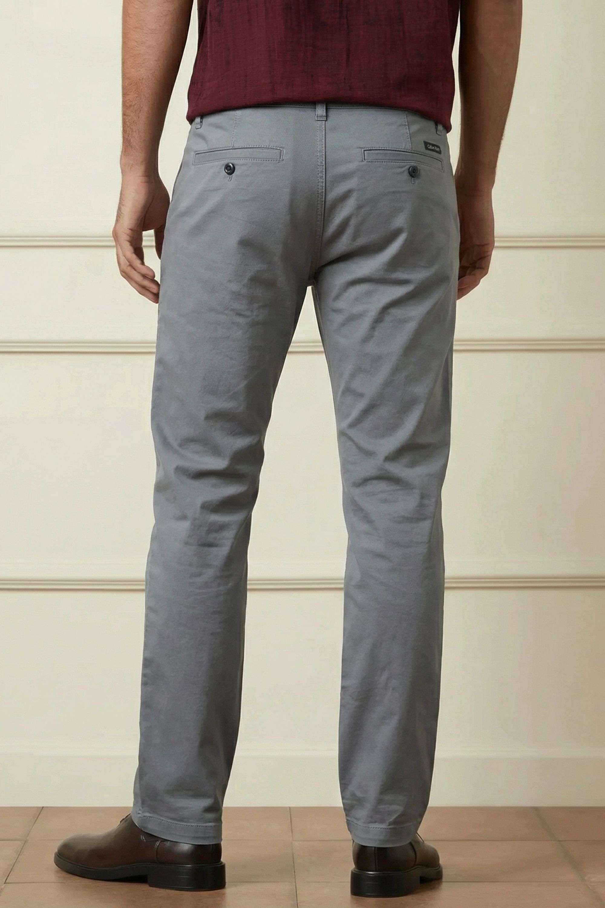 Solid-Blended-Fabric-Regular-Fit-Men-Trousers
