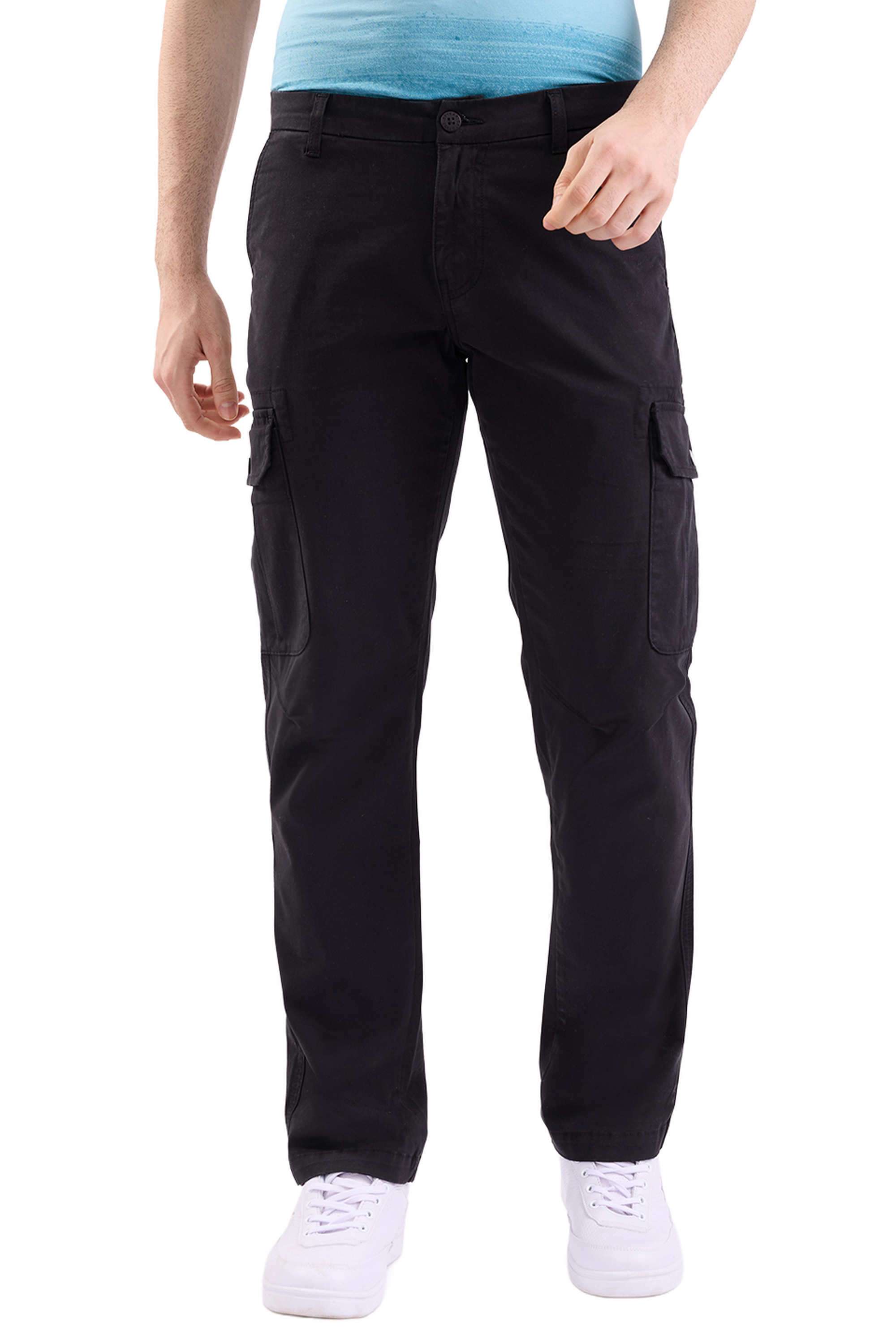 Solid-Cotton-Tapered-Fit-Men-s-Trousers