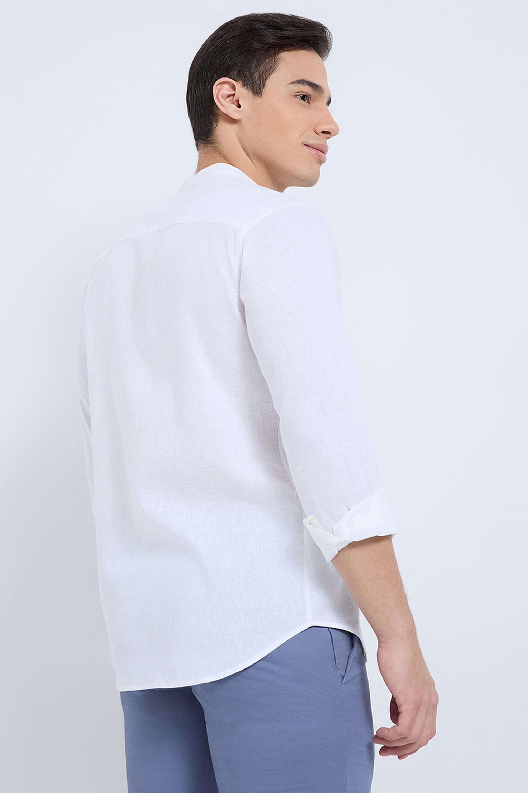 Solid-Cotton-Blend-Regular-Fit-Men-s-Formal-Wear-Shirt