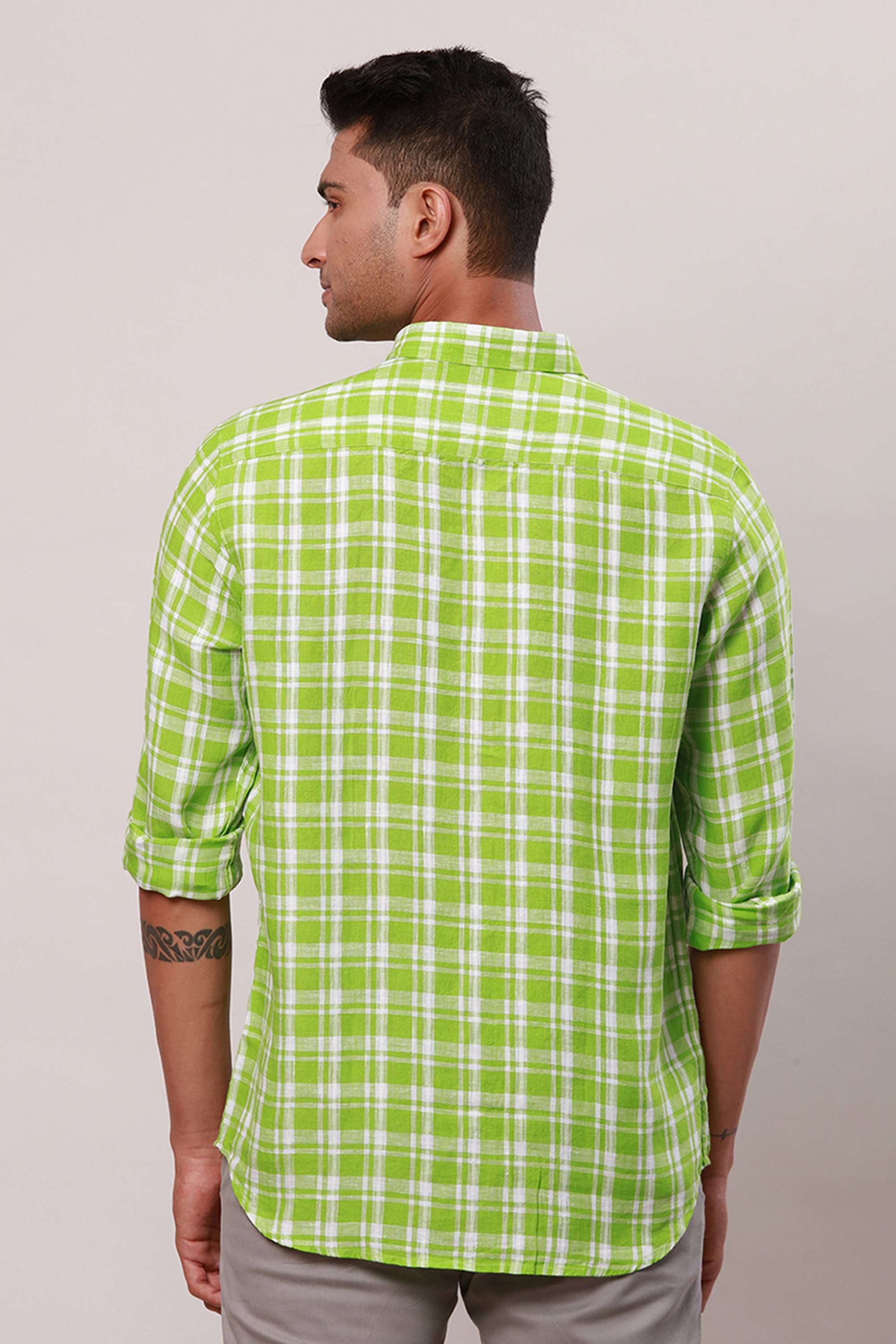 Checks-Linen-Slim-Fit-Men-s-Formal-Wear-Shirt