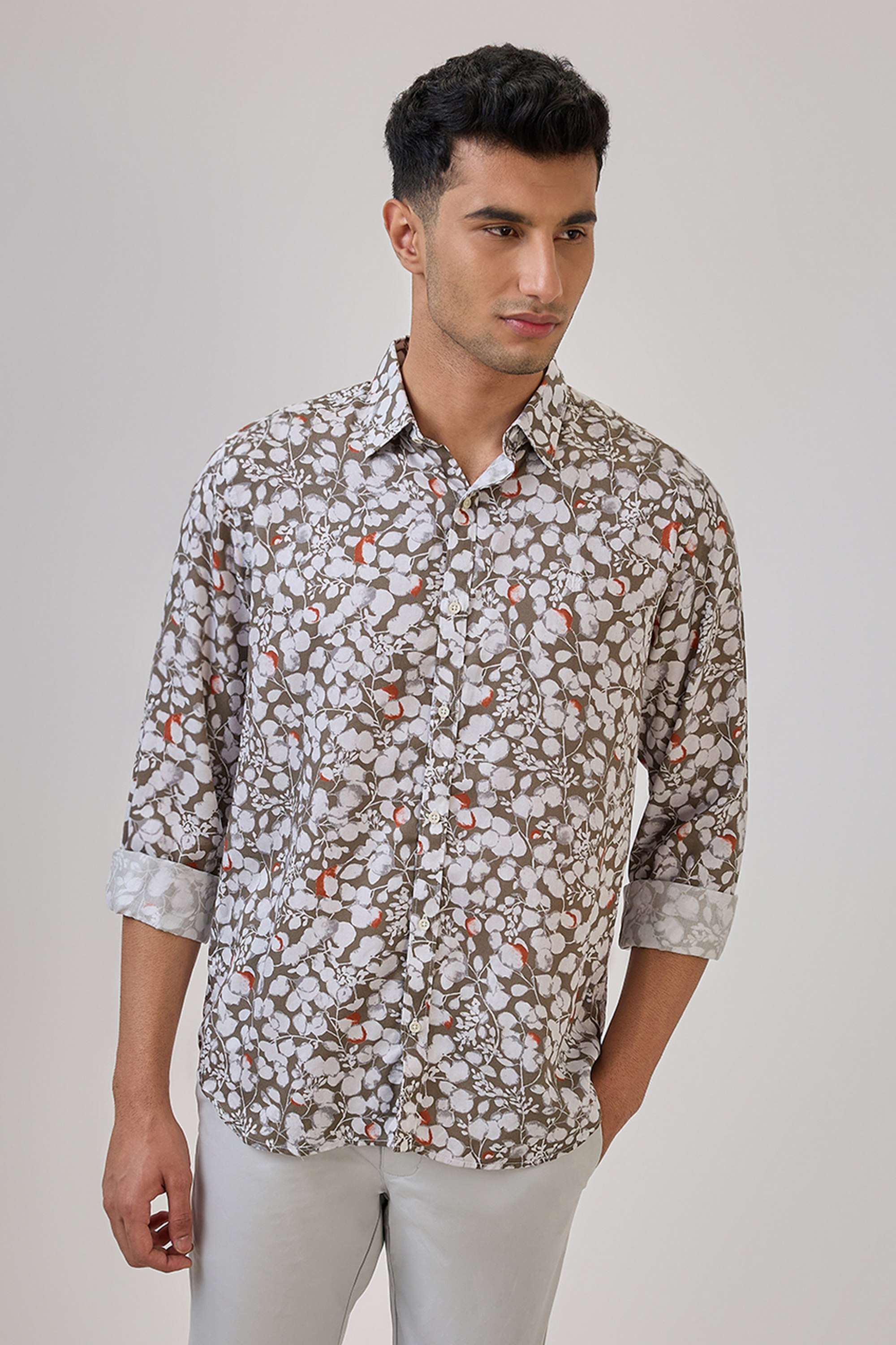 Printed-Tencel-Regular-Fit-Men-s-Formal-Wear-Shirt