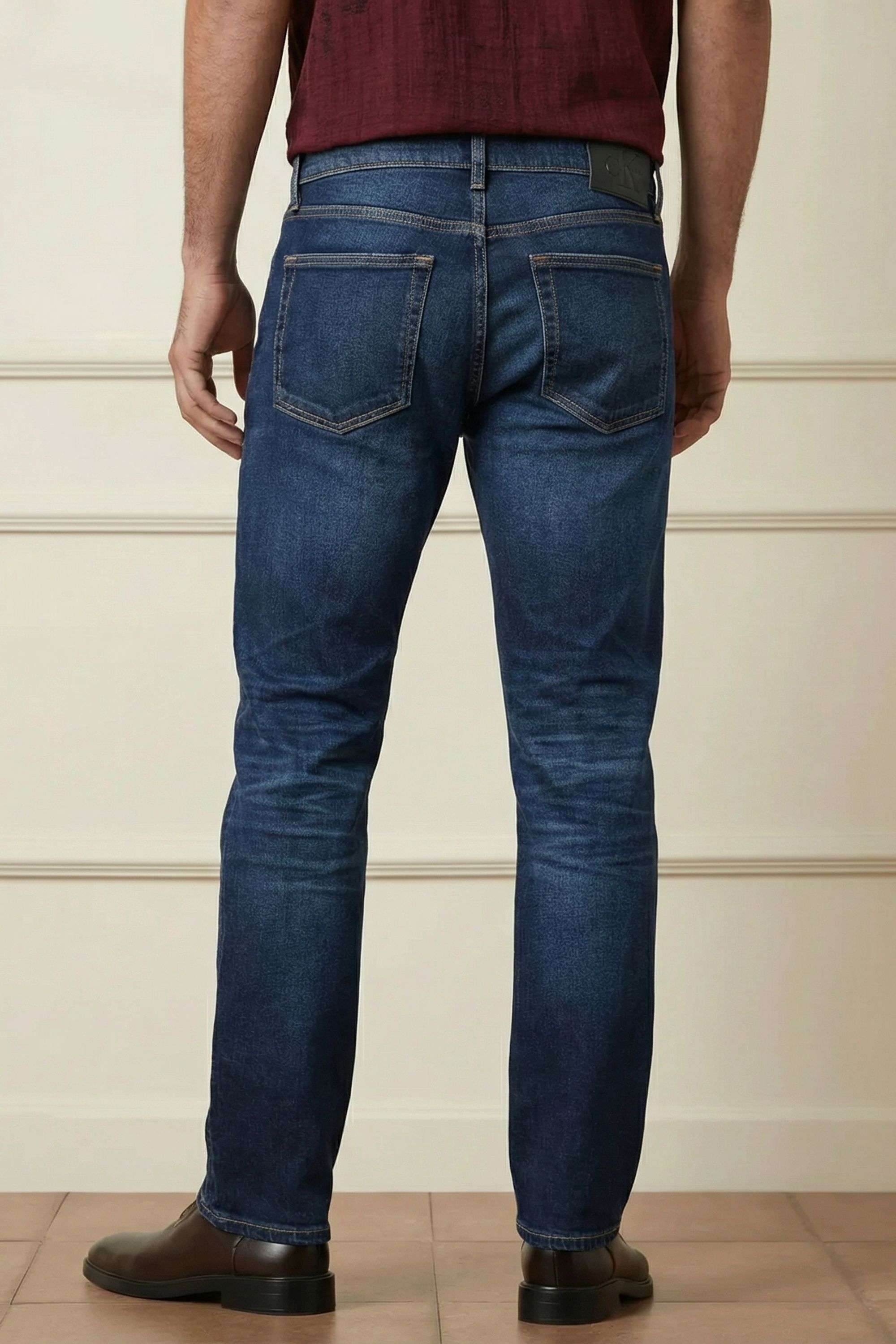Dark-Wash-Blended-Fabric-Regular-Fit-Men-Jeans