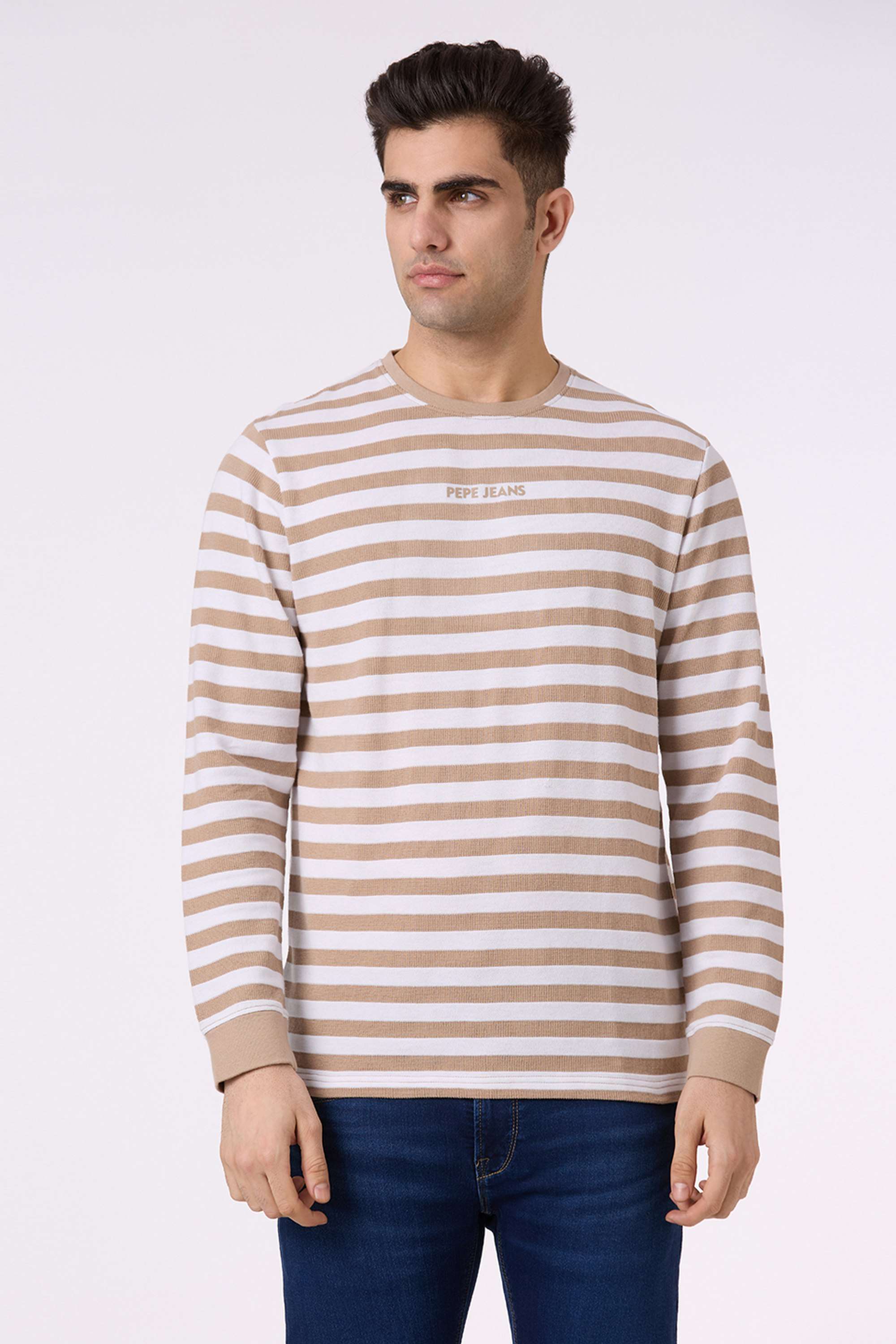 Stripes-Cotton-Blend-Regular-Fit-Men-T-Shirt