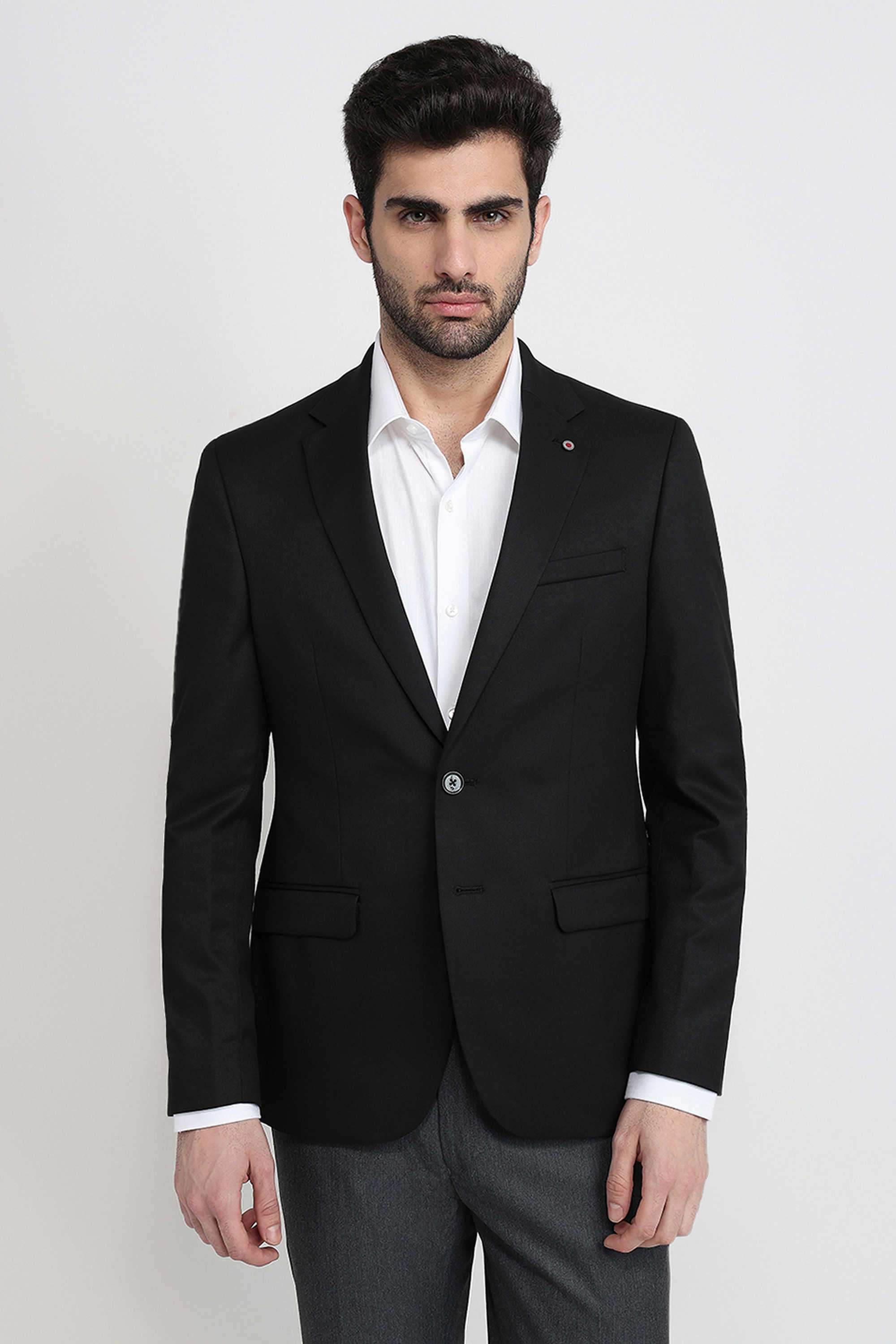 Solid-Polyester-Blend-Regular-Fit-Men-s-Formal-Wear-Blazer