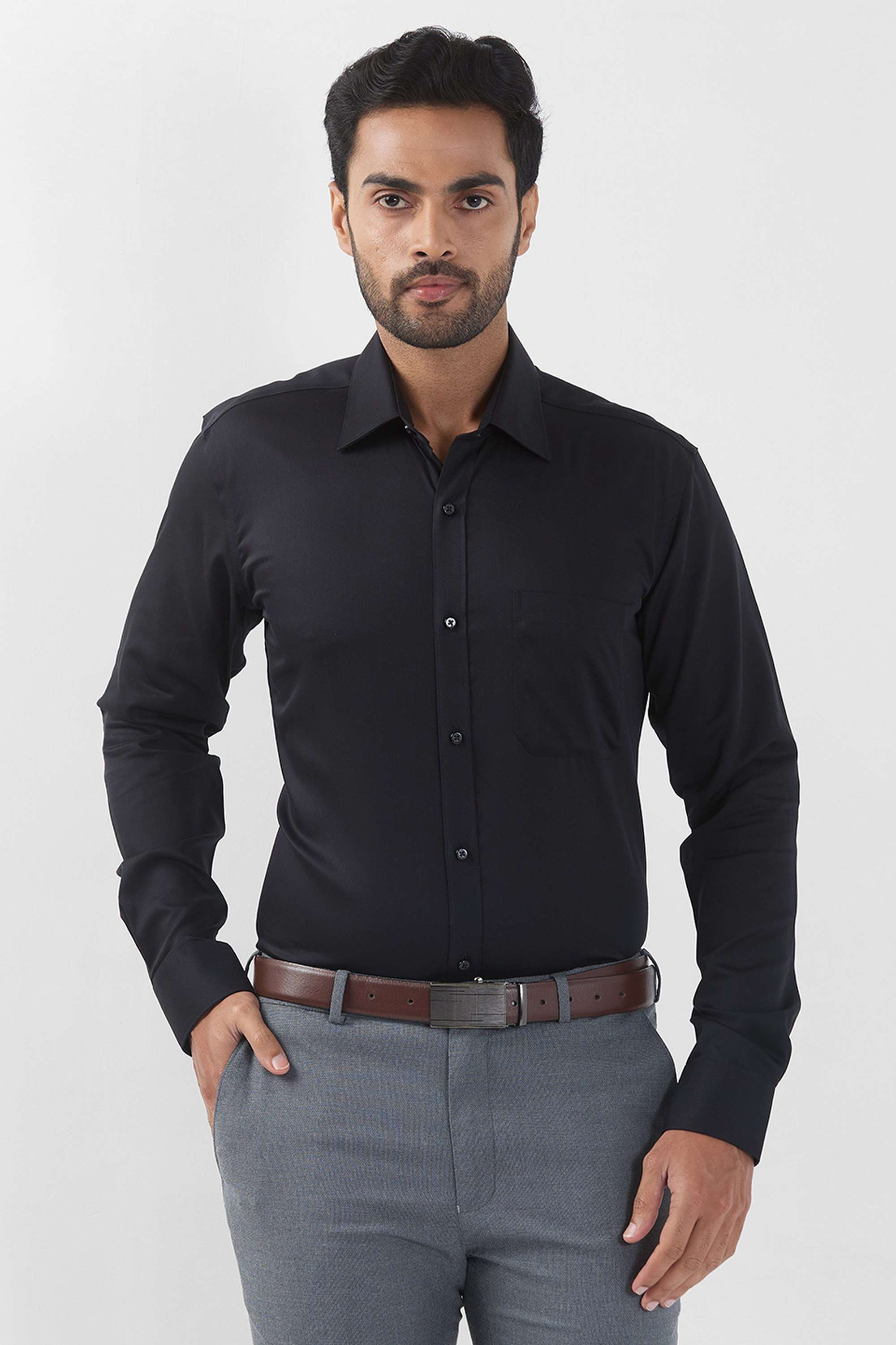 Solid-Cotton-Slim-Fit-Men-s-Formal-Wear-Shirt