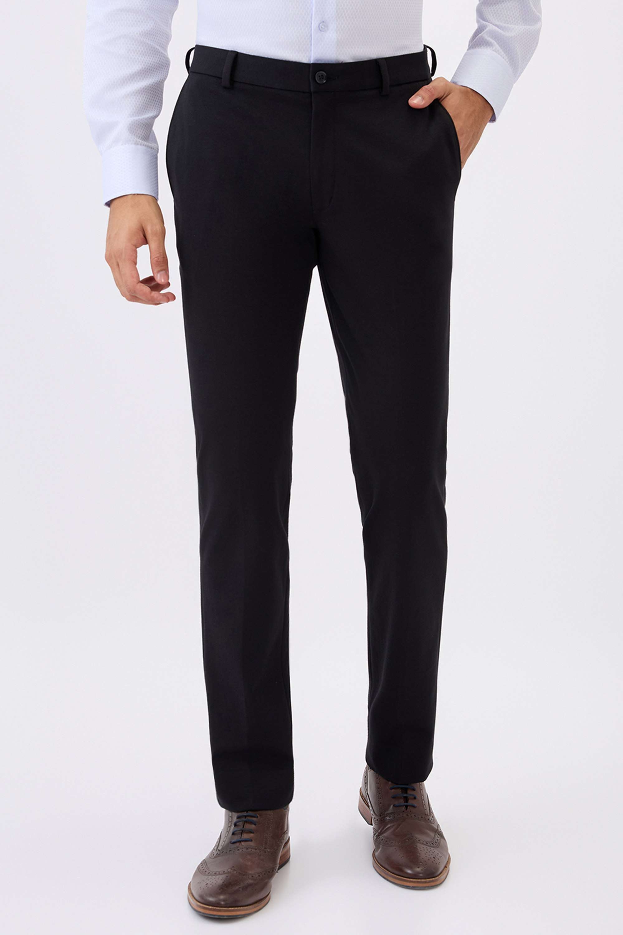 Solid-Blended-Fabric-Slim-Fit-Men-s-Formal-Wear-Trousers