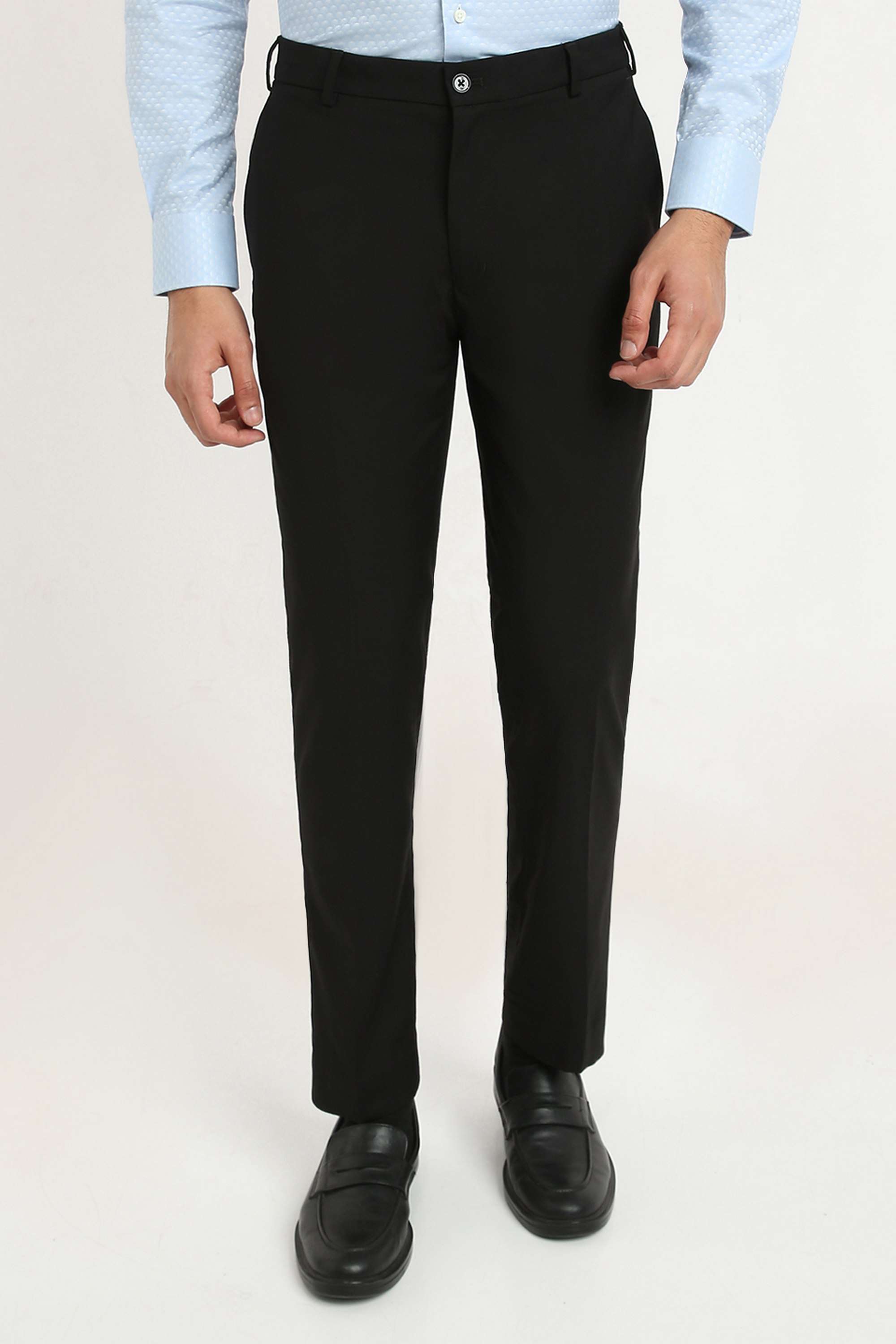 Solid-Blended-Fabric-Slim-Fit-Men-s-Formal-Wear-Trousers