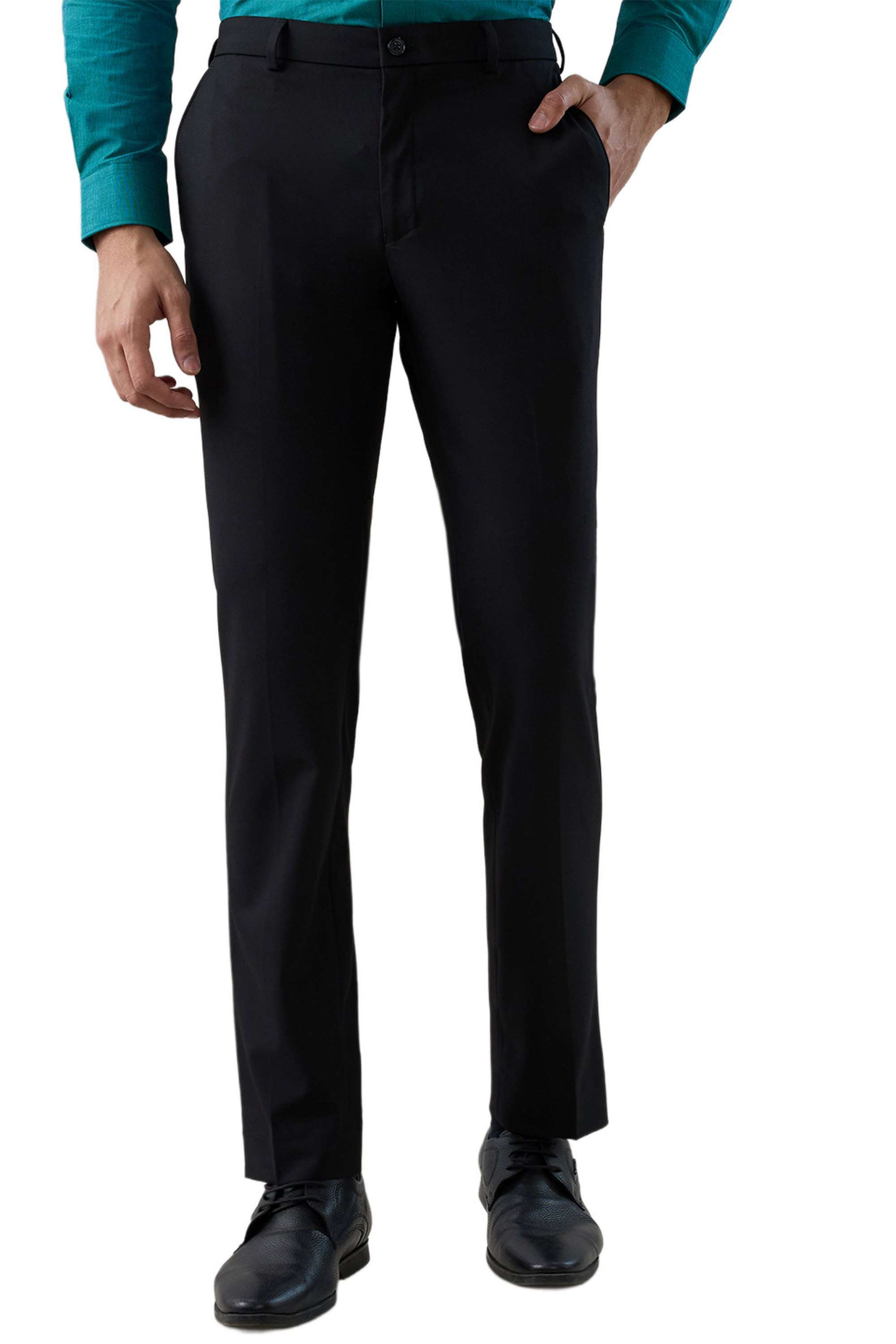 Solid-Polyester-Blend-Slim-Fit-Men-s-Formal-Trousers