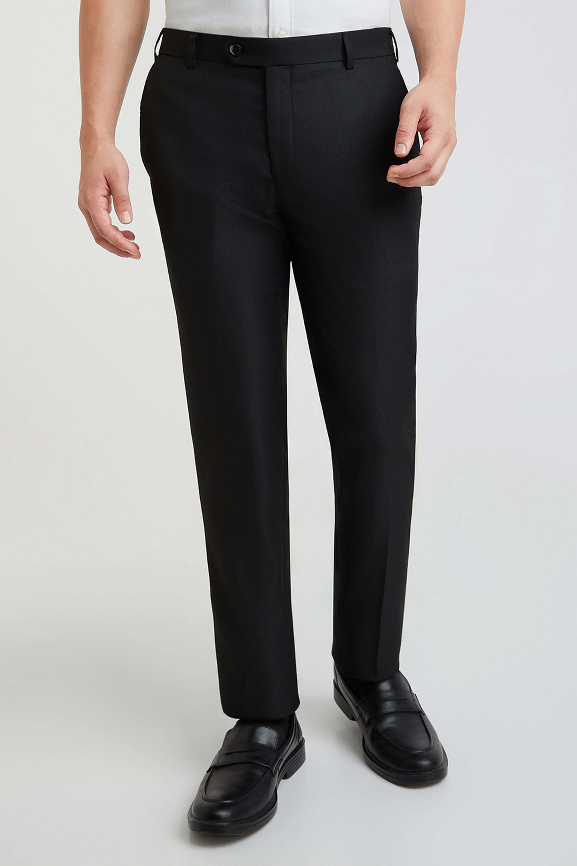 Structured-Polyester-Blend-Slim-Fit-Men-s-Formal-Wear-Trousers