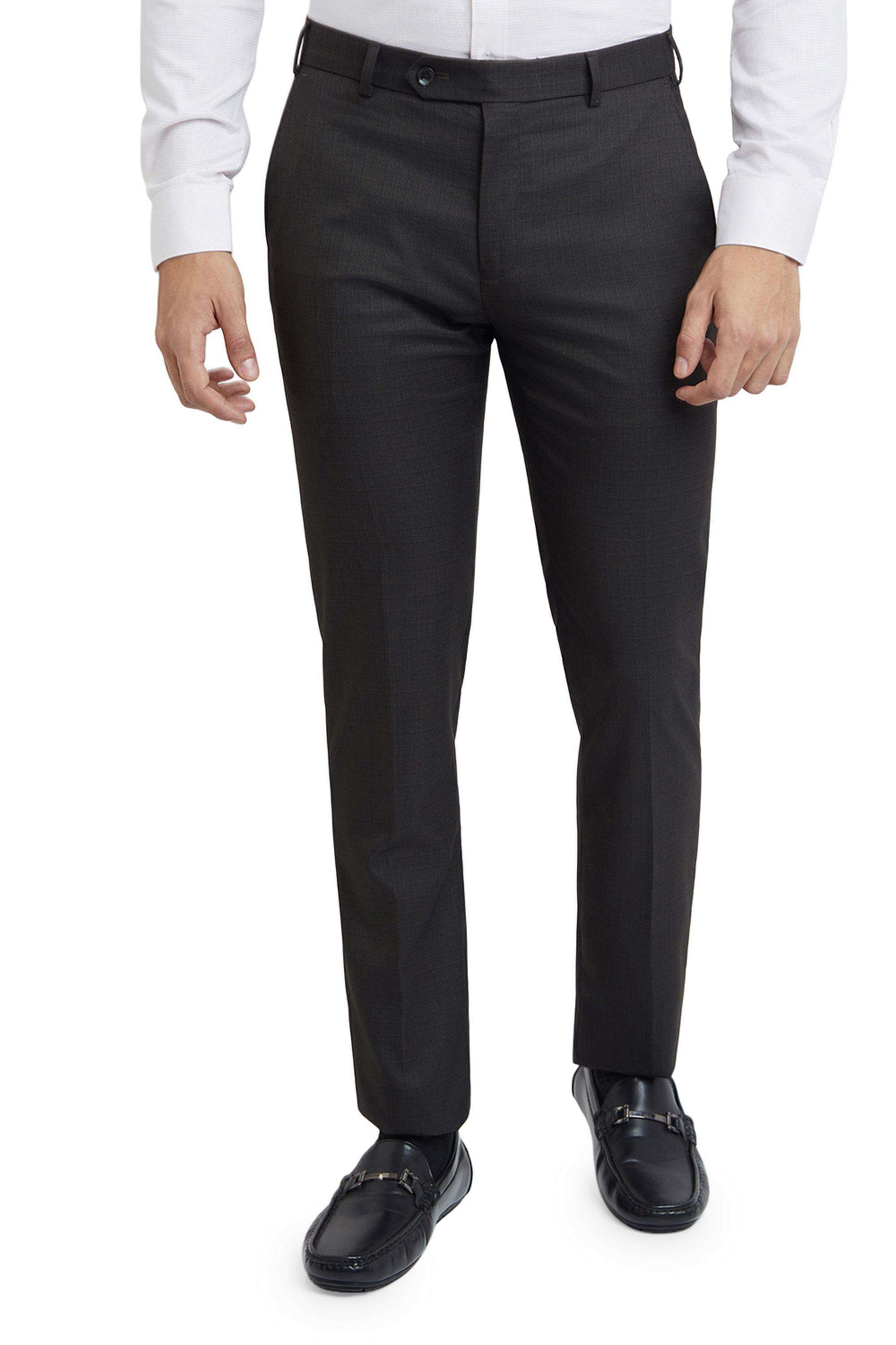 Checks-Blended-Fabric-Slim-Fit-Men-s-Formal-Wear-Trousers