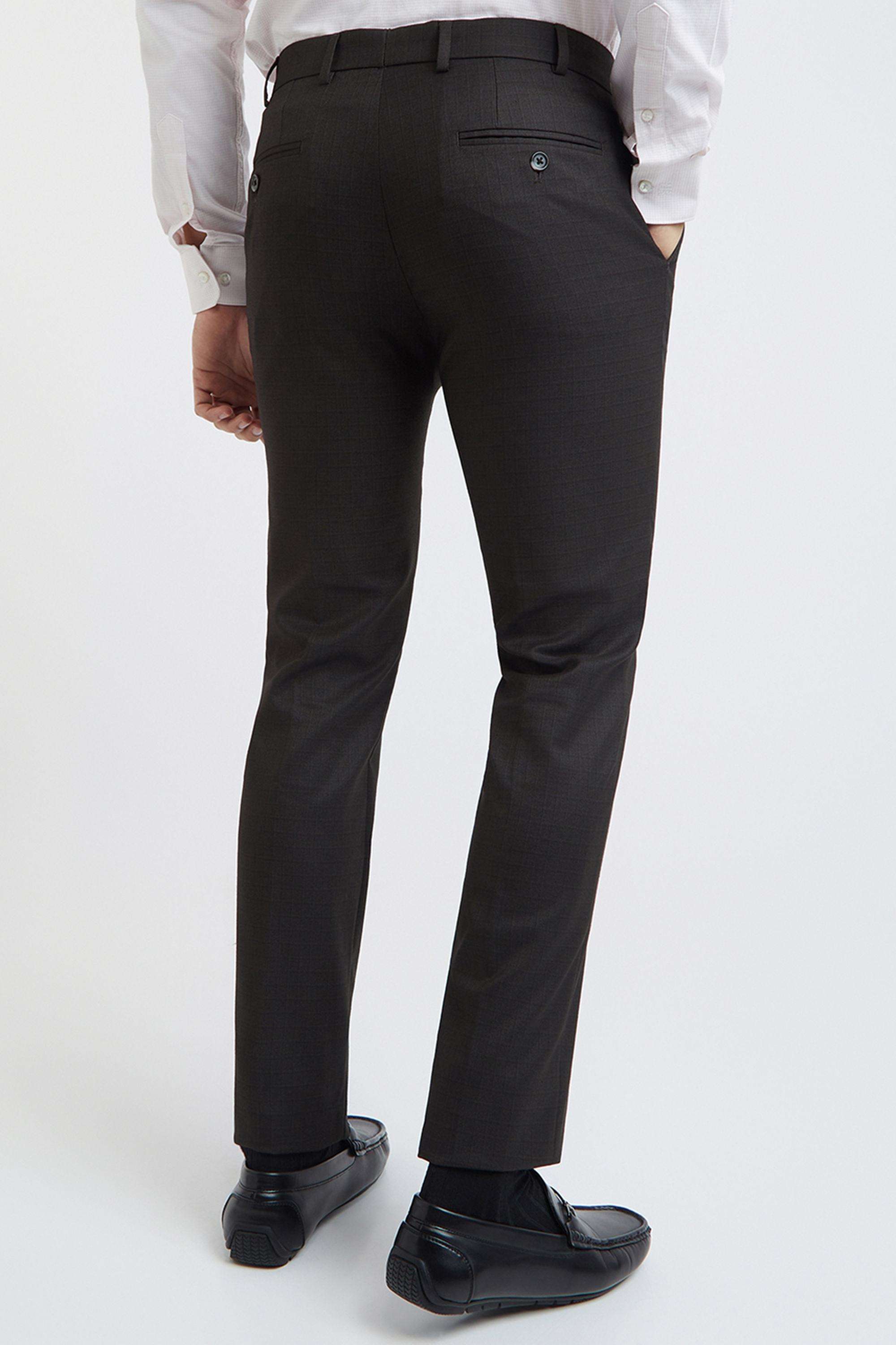 Checks-Blended-Fabric-Slim-Fit-Men-s-Formal-Wear-Trousers