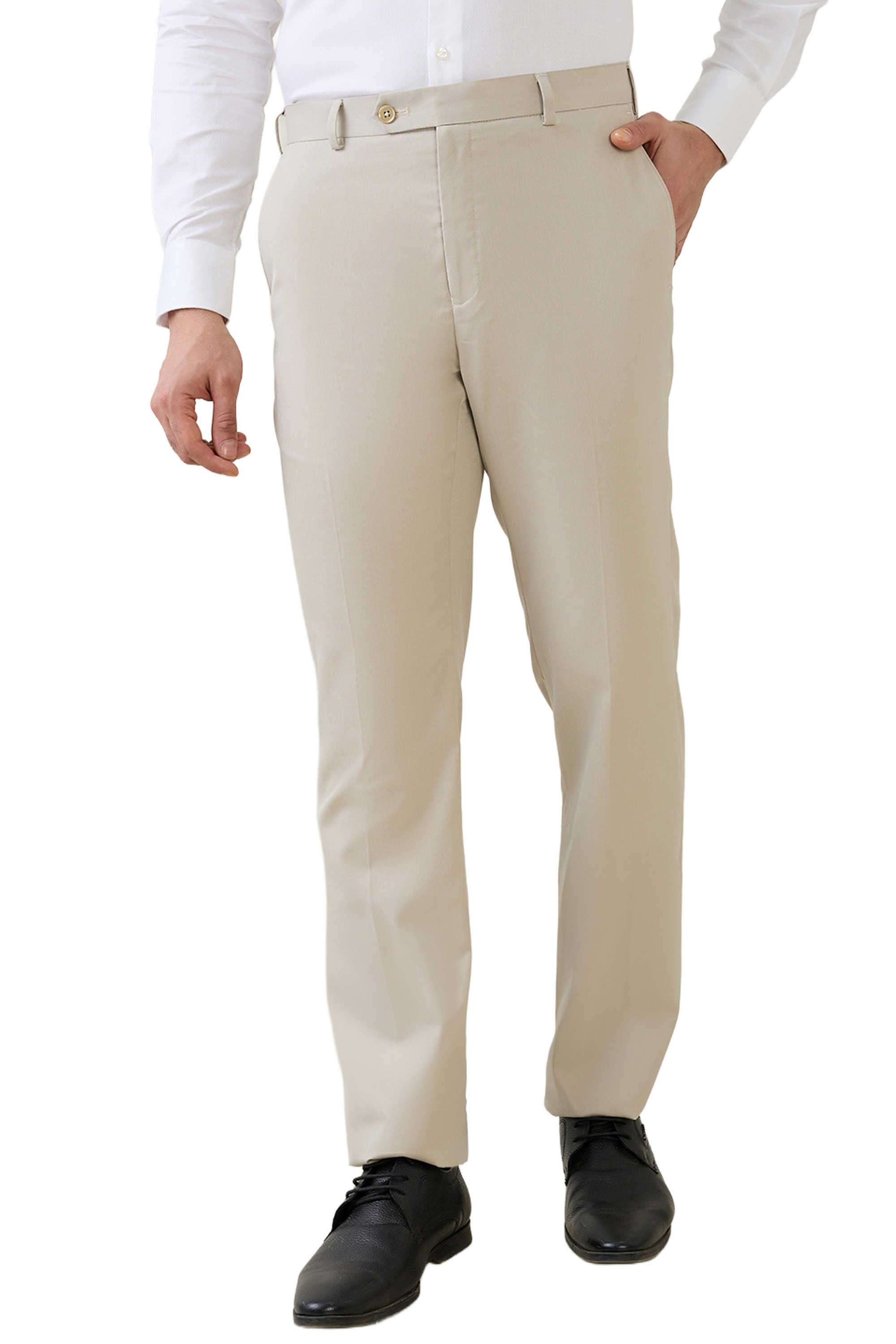 Solid-Polyester-Blend-Slim-Fit-Men-s-Formal-Trousers