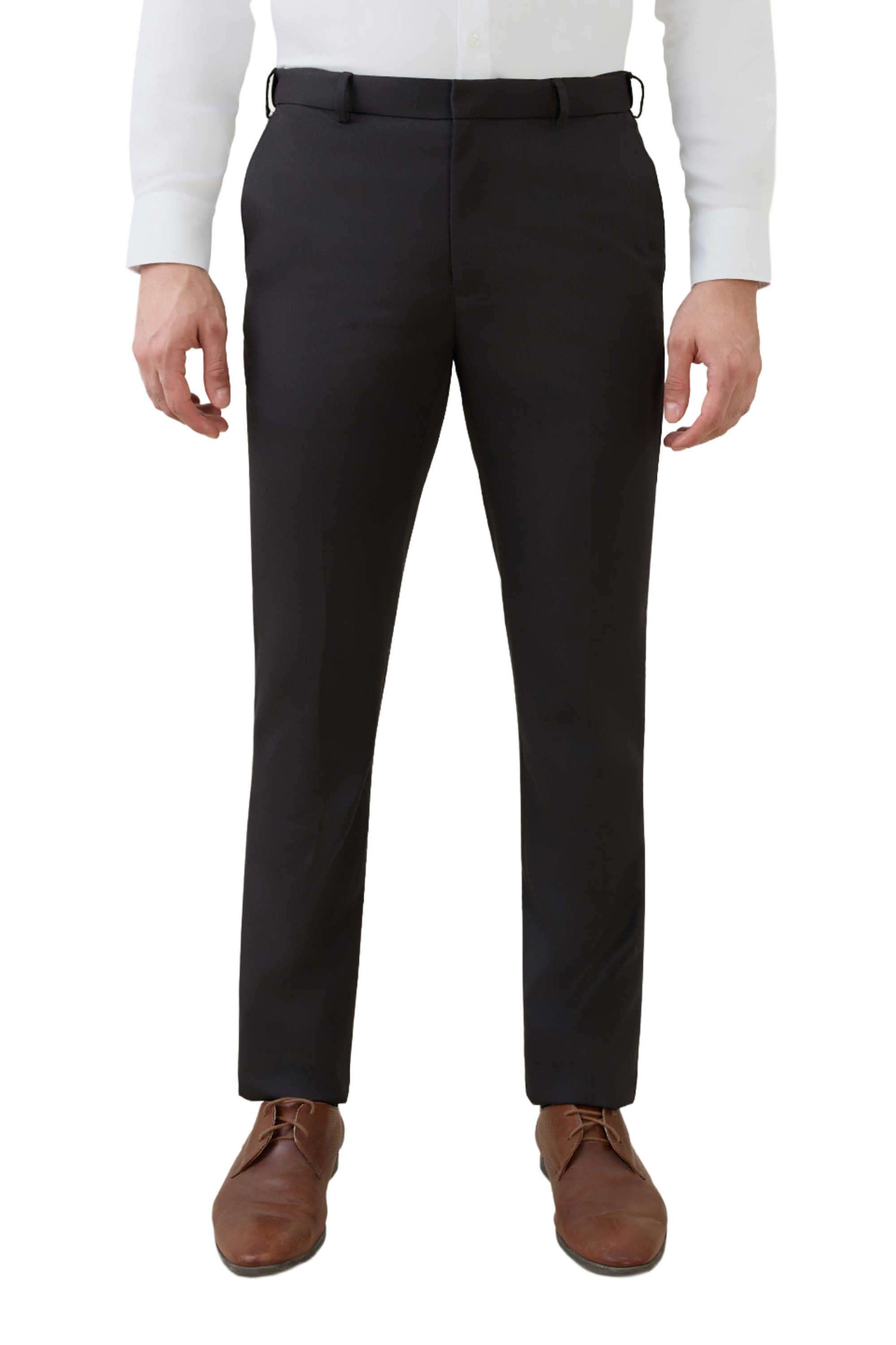 Solid-Polyester-Blend-Slim-Fit-Men-s-Formal-Trousers