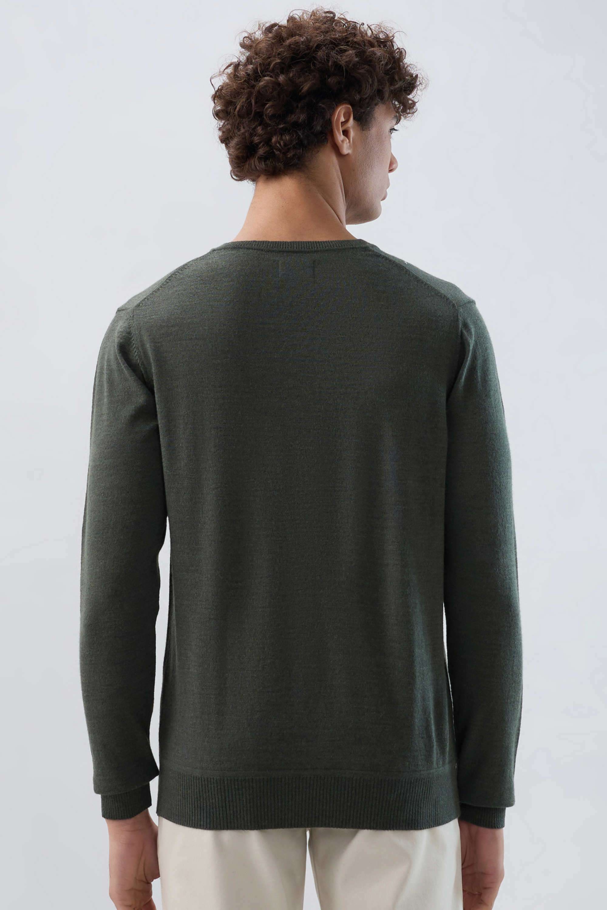 Solid-Wool-Round-Neck-Men-s-Sweater