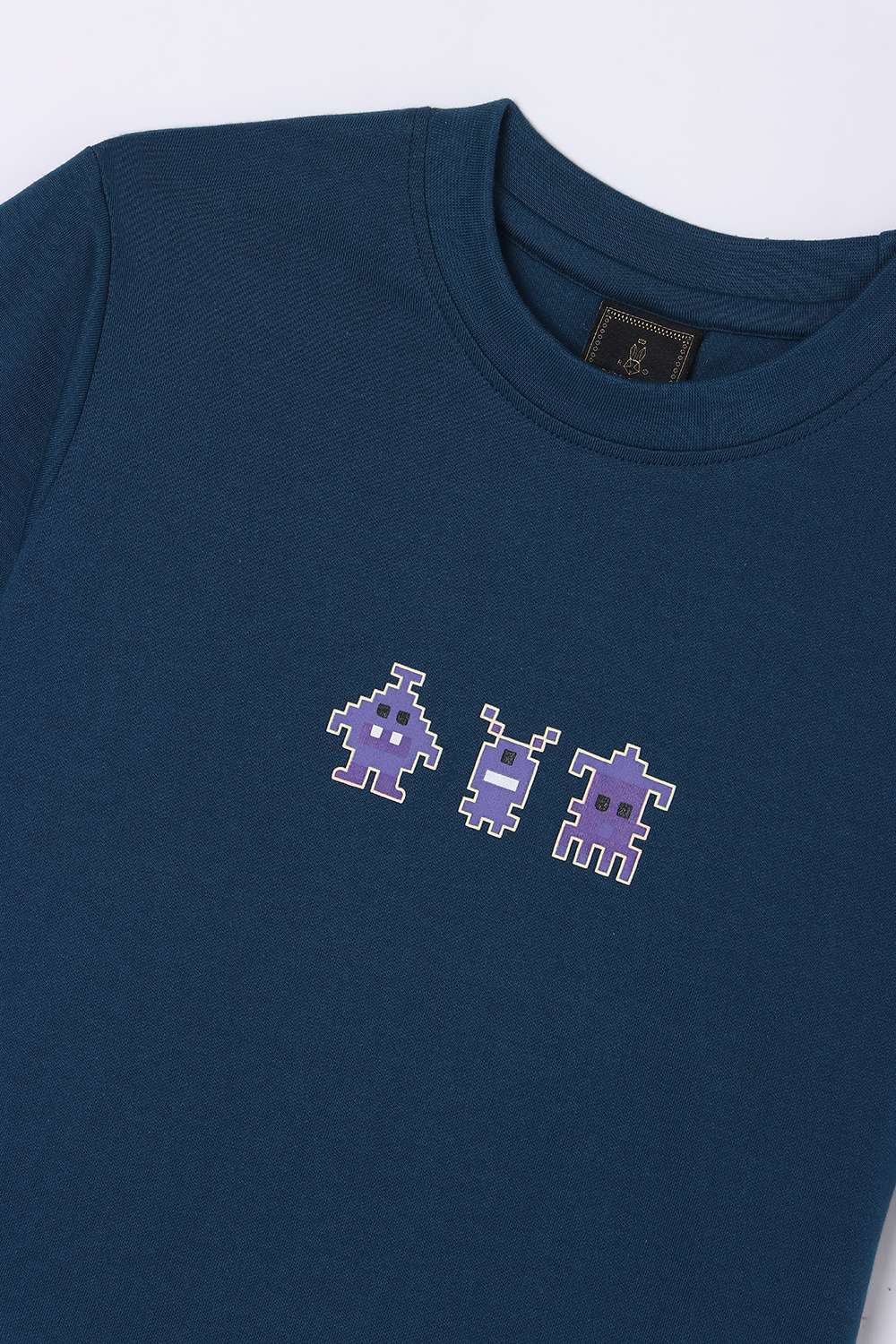 Solid-Blended-Fabric-Round-Neck-Boys-T-Shirt