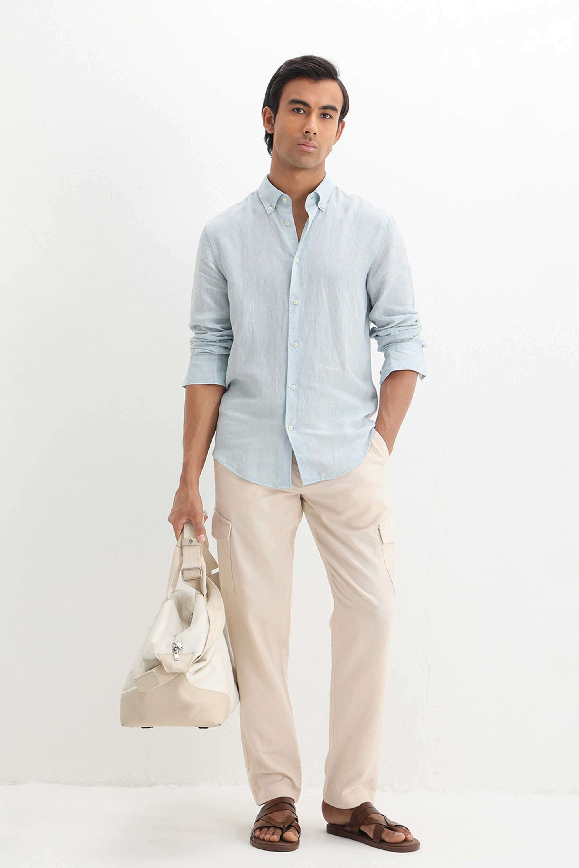 Solid-Cotton-Regular-Fit-Men-s-Casual-Trousers