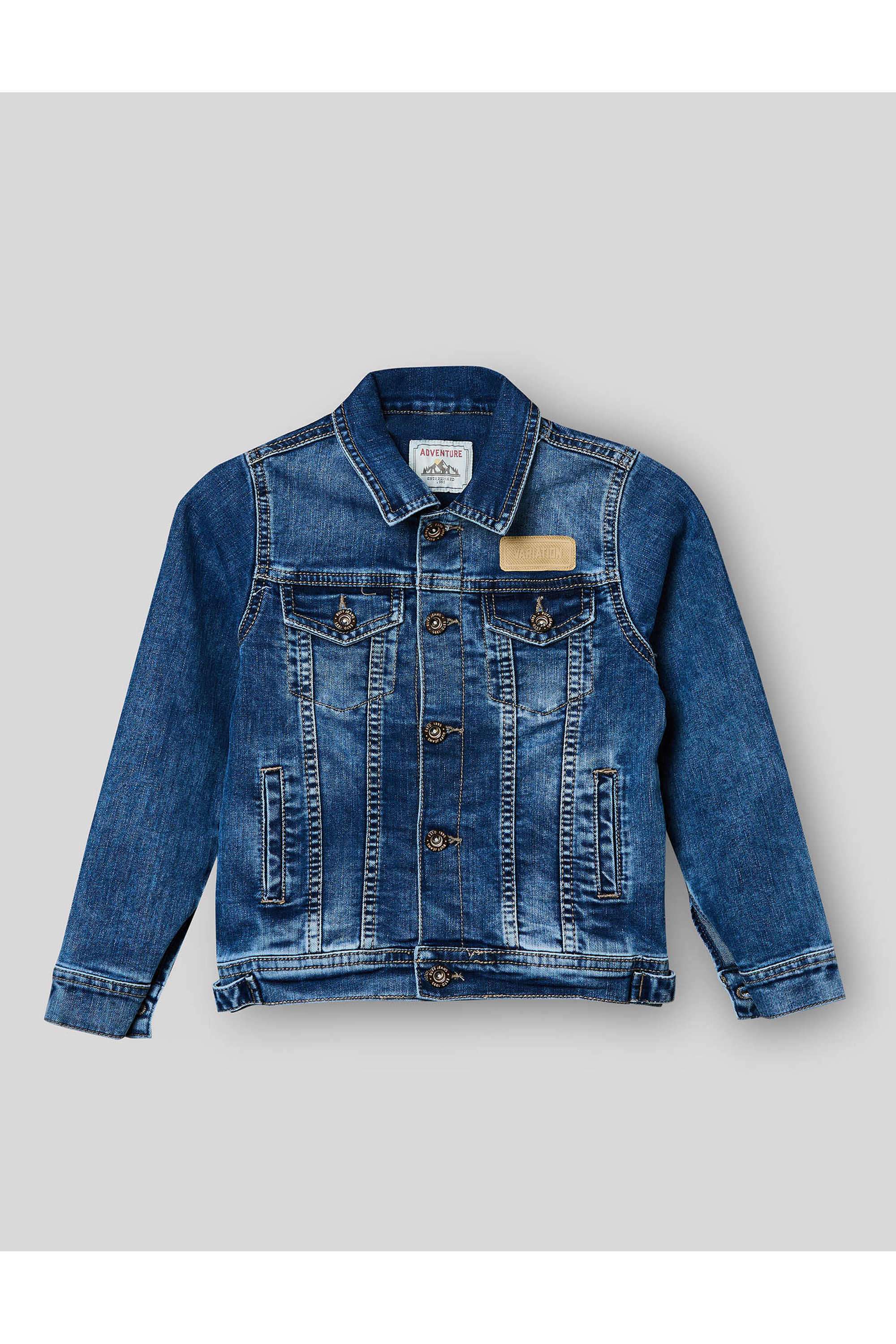 Solid-Blended-Fabric-Collared-Boys-Jacket