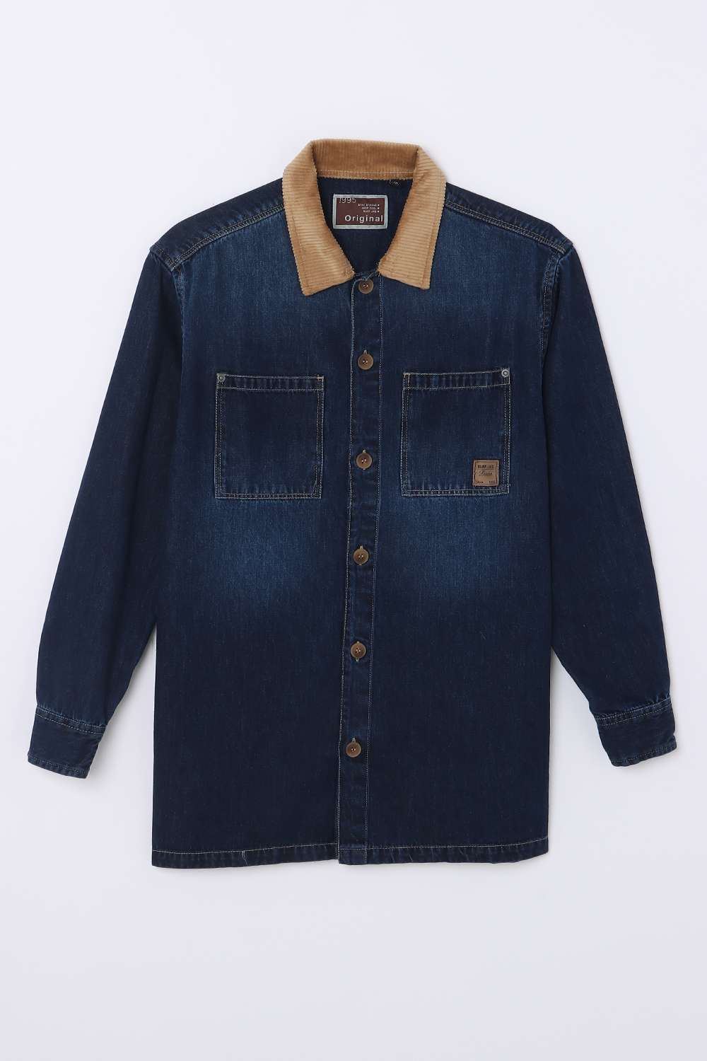 Solid-Denim-Classic-Collar-Unisex-Shirt