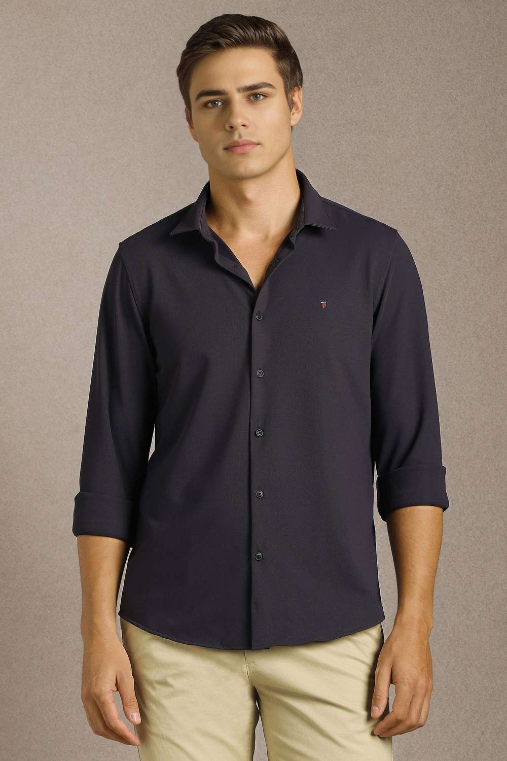 Solid-Cotton-Blend-Slim-Fit-Men-s-Casual-Shirt