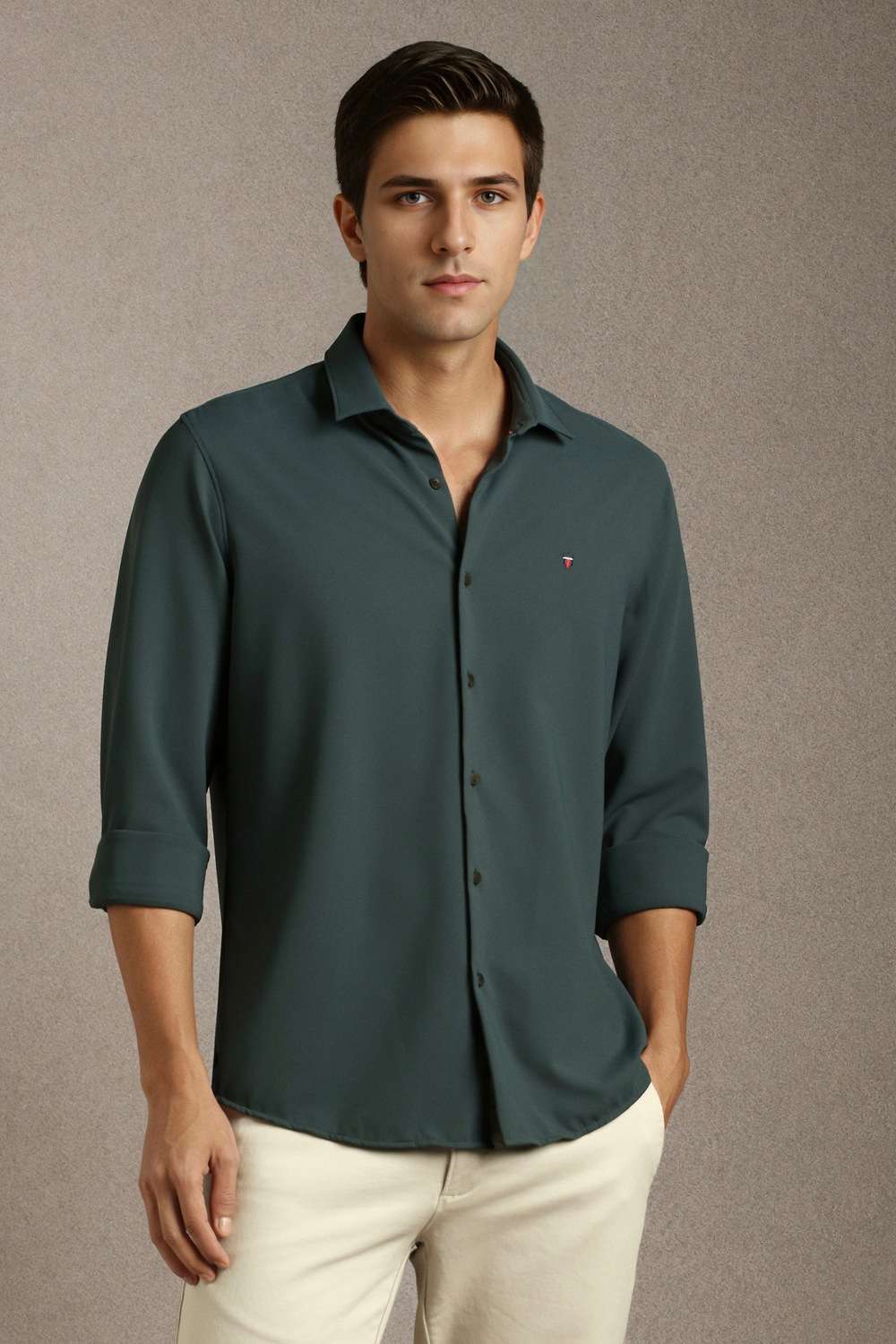 Solid-Cotton-Blend-Slim-Fit-Men-s-Casual-Shirt