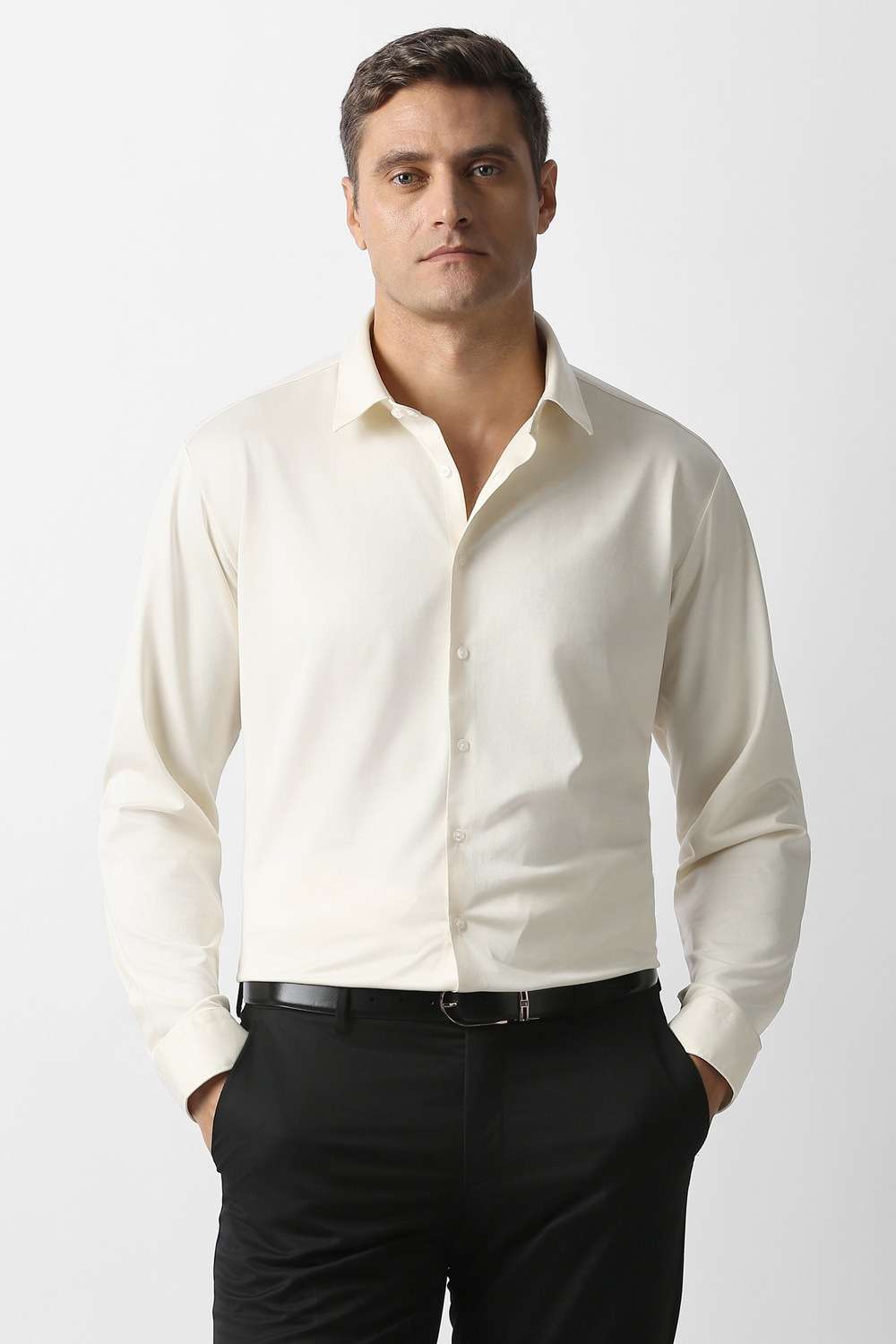 Solid-100--Cotton-Slim-Fit-Men-s-Formal-Shirt