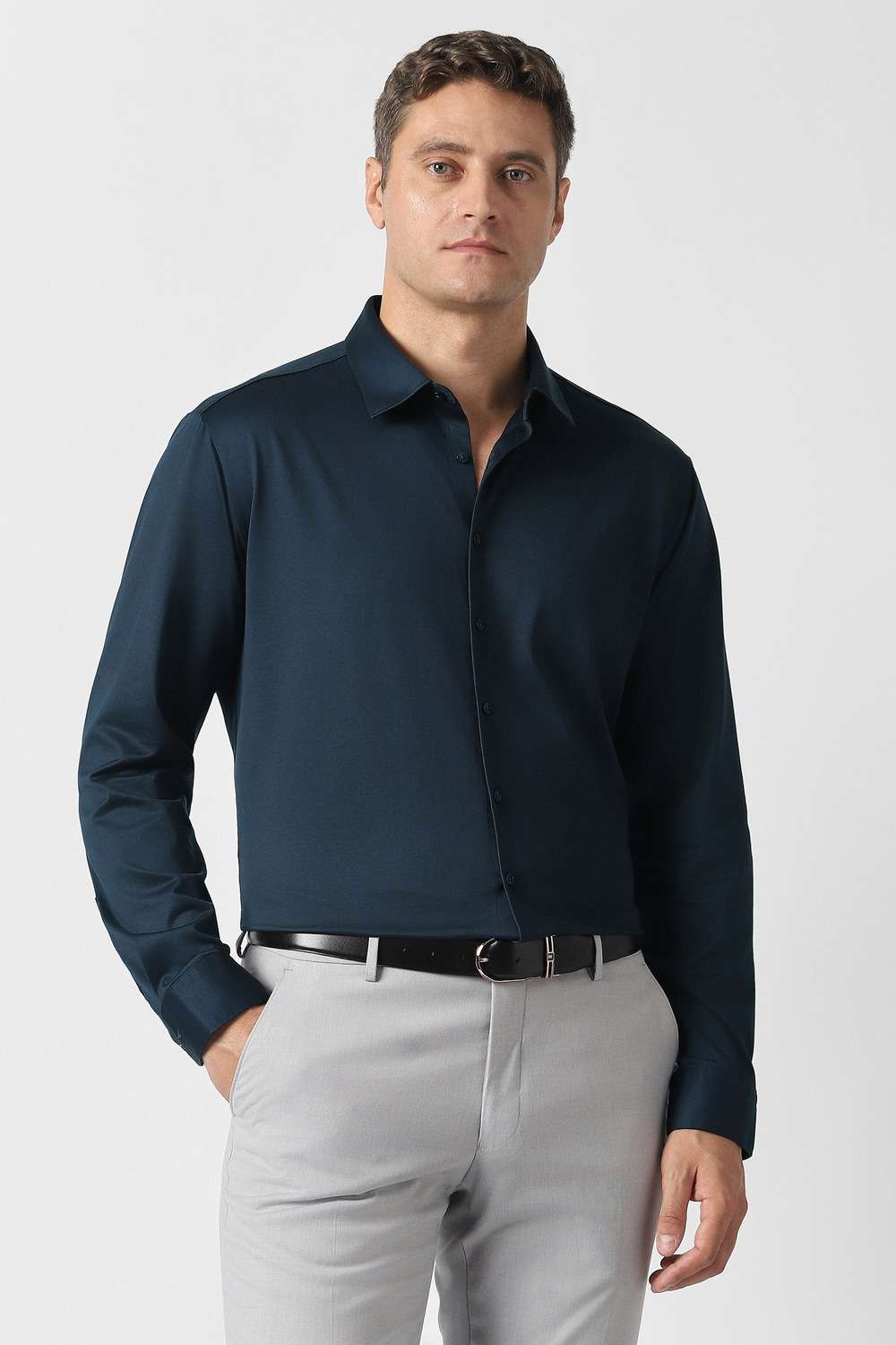 Solid-100--Cotton-Slim-Fit-Men-s-Formal-Shirt