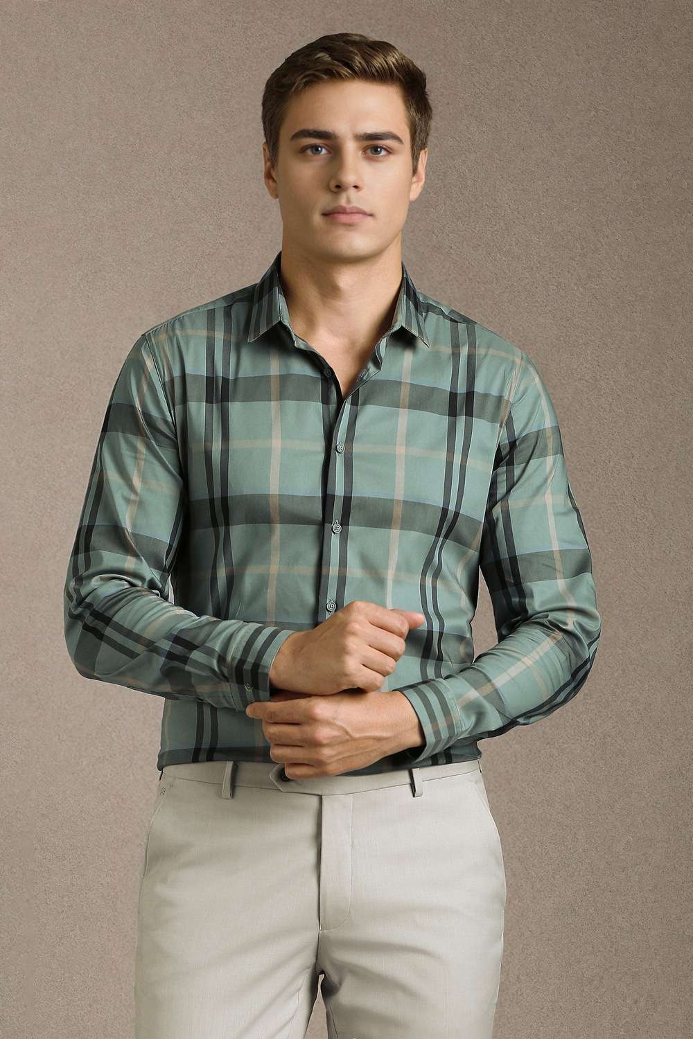 Checks-Cotton-Nylon-Slim-Fit-Men-s-Formal-Shirt