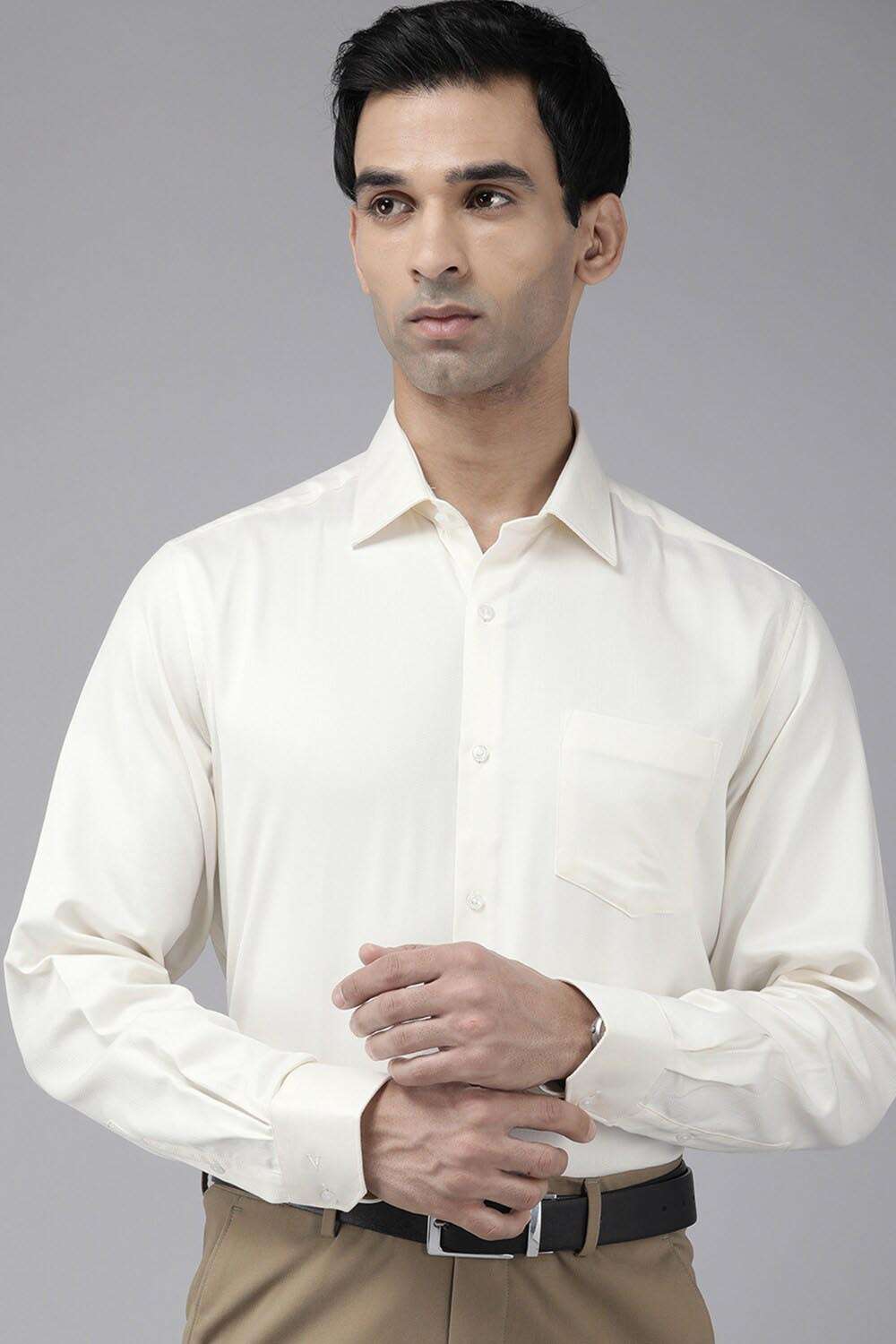 Solid-Collared-Cotton-Men-Formal-Wear-Shirt
