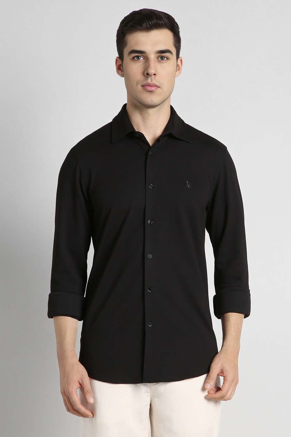 Solid-Nylon-Slim-Fit-Men-s-Casual-Shirt