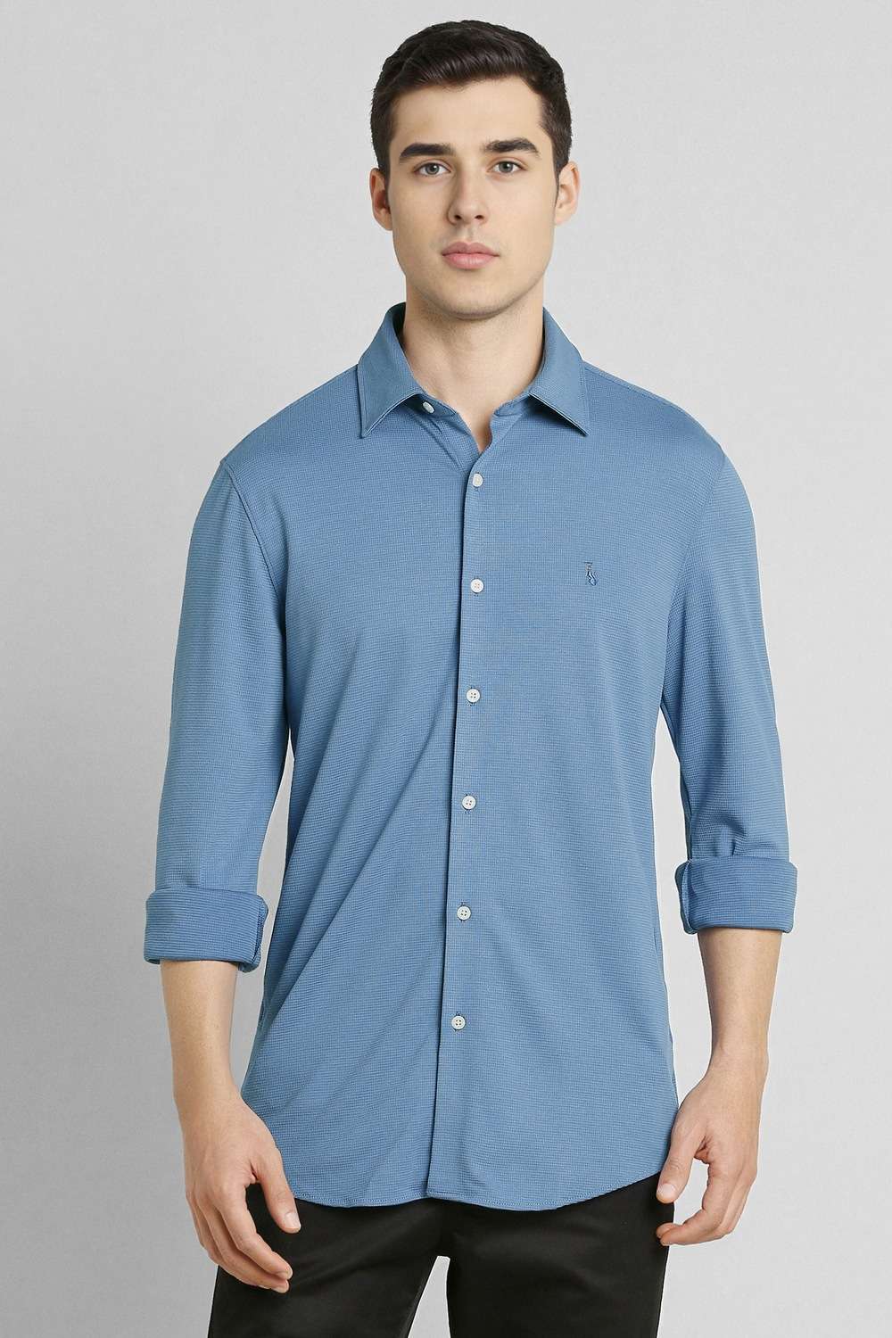 Solid-Nylon-Slim-Fit-Men-s-Casual-Shirt