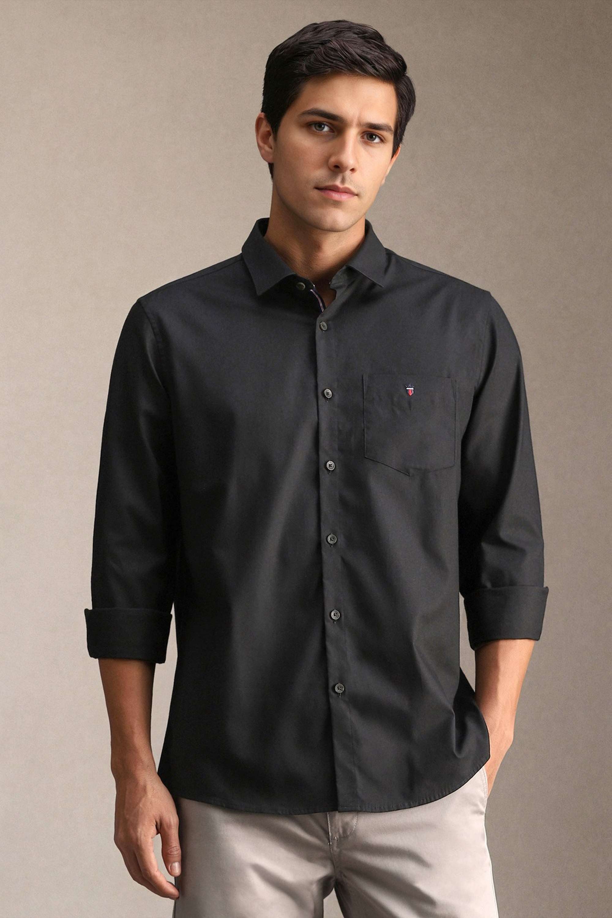 Solid-Cotton-Slim-Fit-Men-s-Casual-Shirt