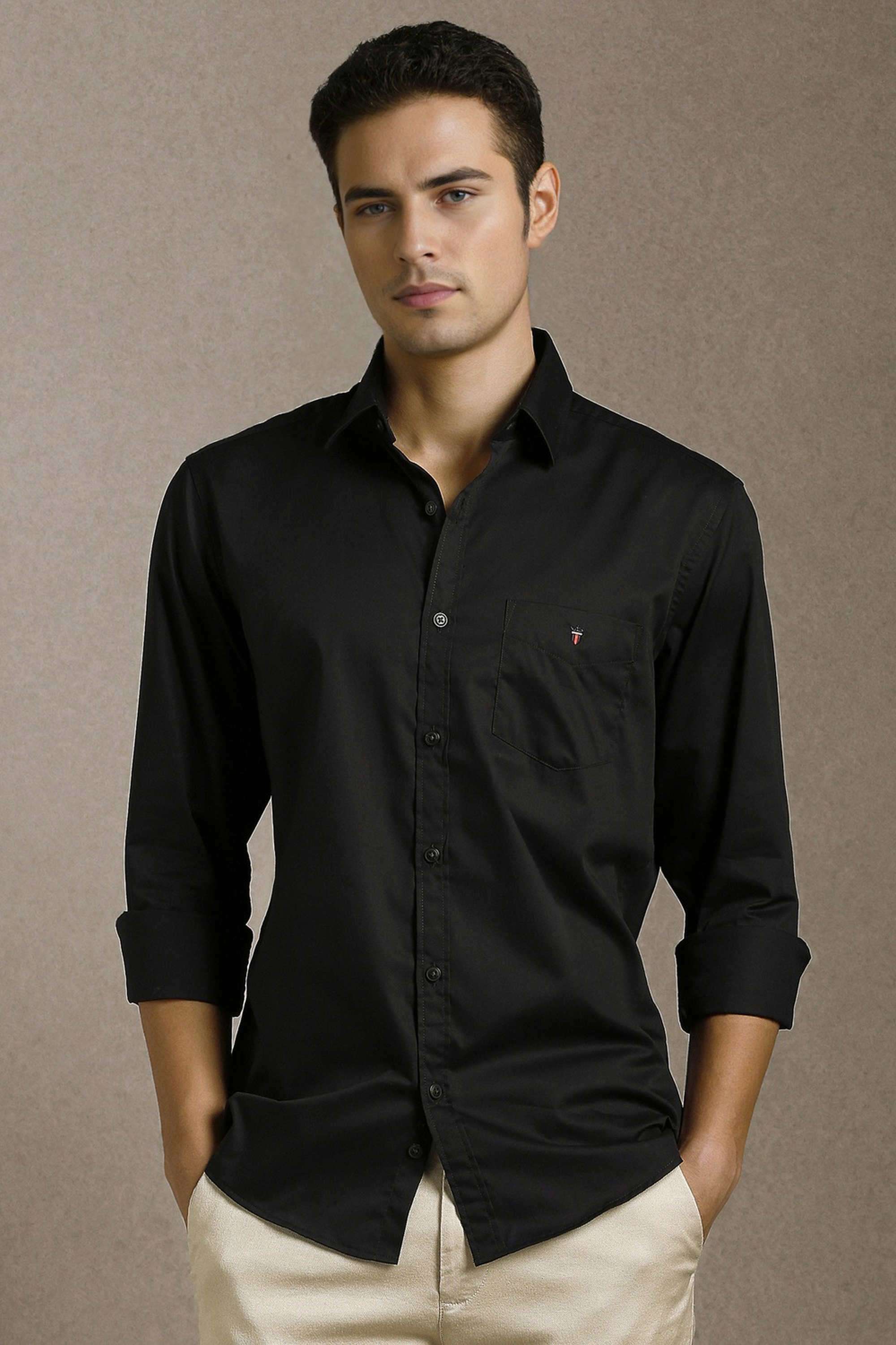 Solid-Cotton-Slim-Fit-Men-s-Casual-Shirt