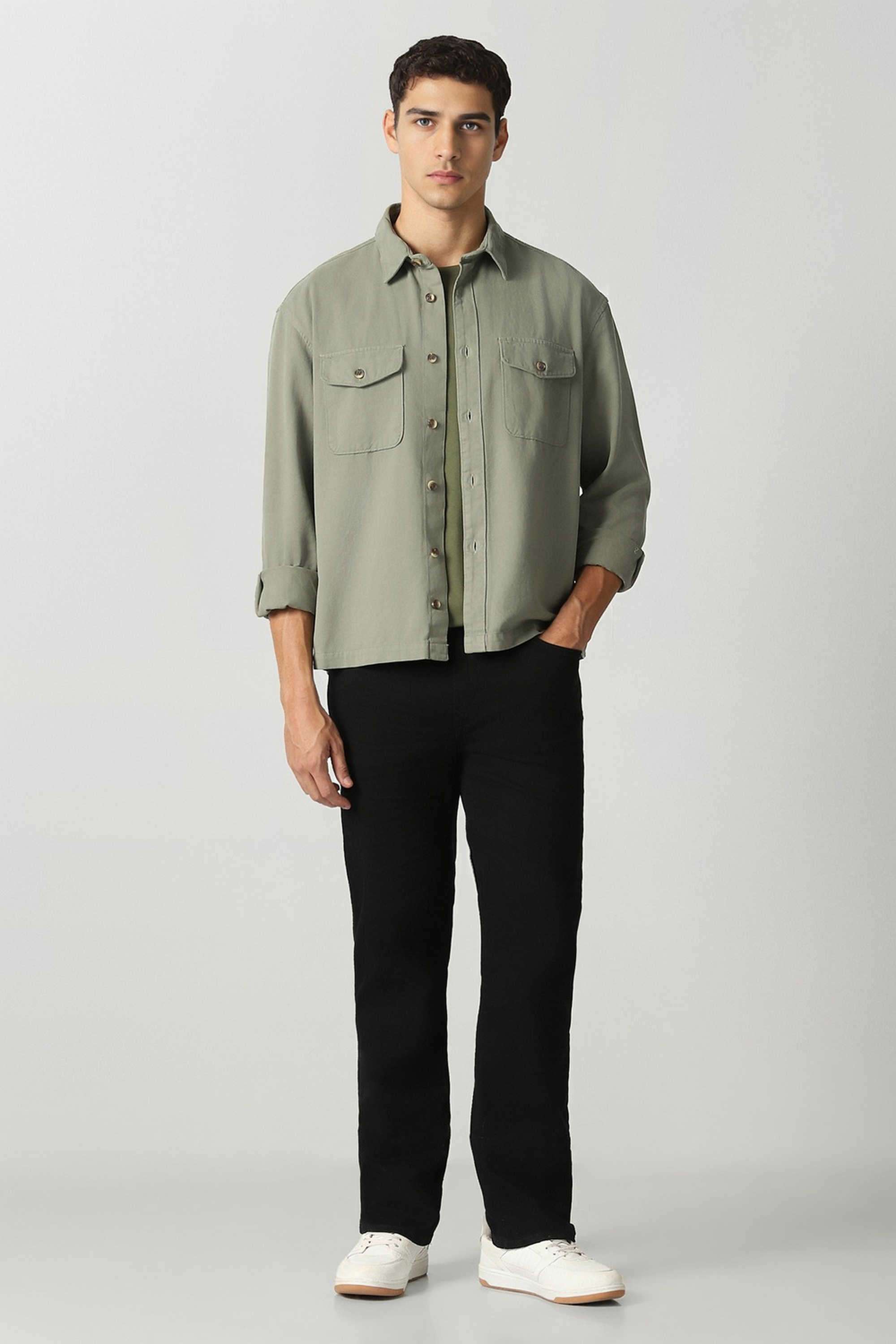 Solid-Cotton-Relaxed-Fit-Men-s-Casual-Shirt