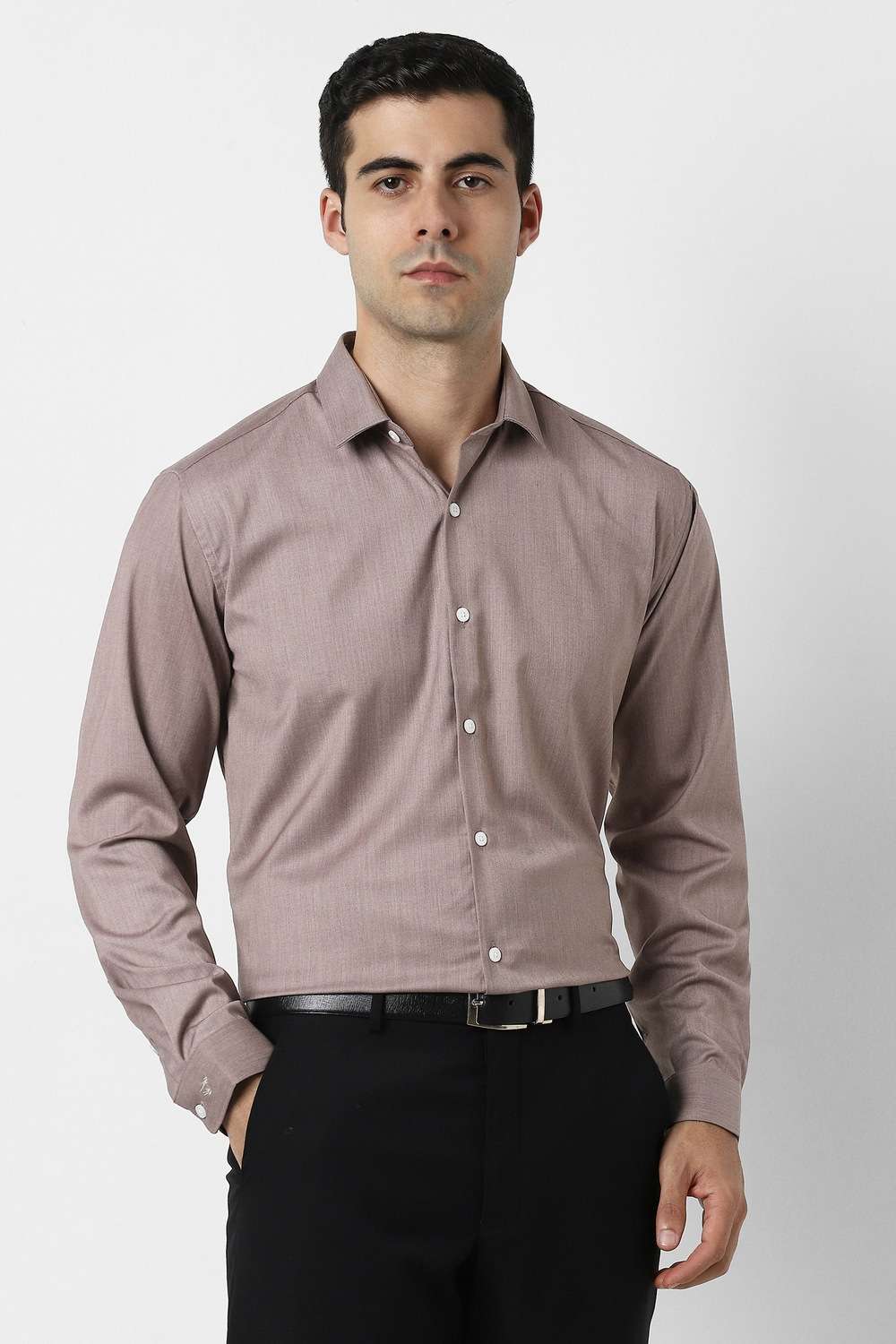 Solid-Blended-Fabric-Slim-Fit-Men-Formal-Wear-Shirt