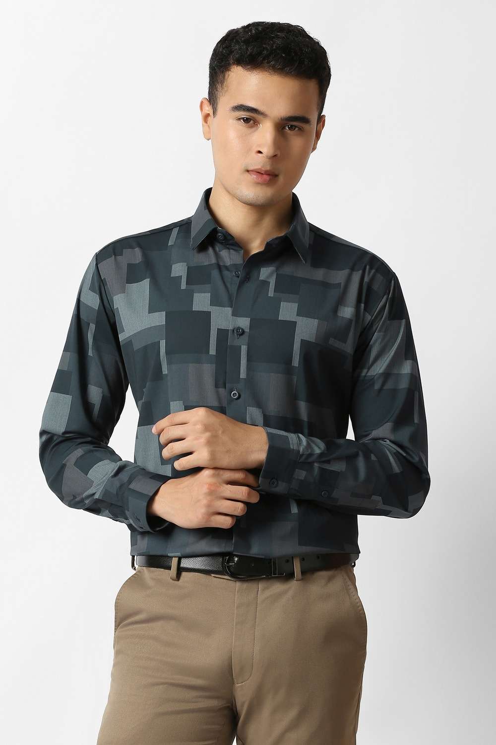 Printed-Blended-Fabric-Slim-Fit-Men-s-Casual-Shirt
